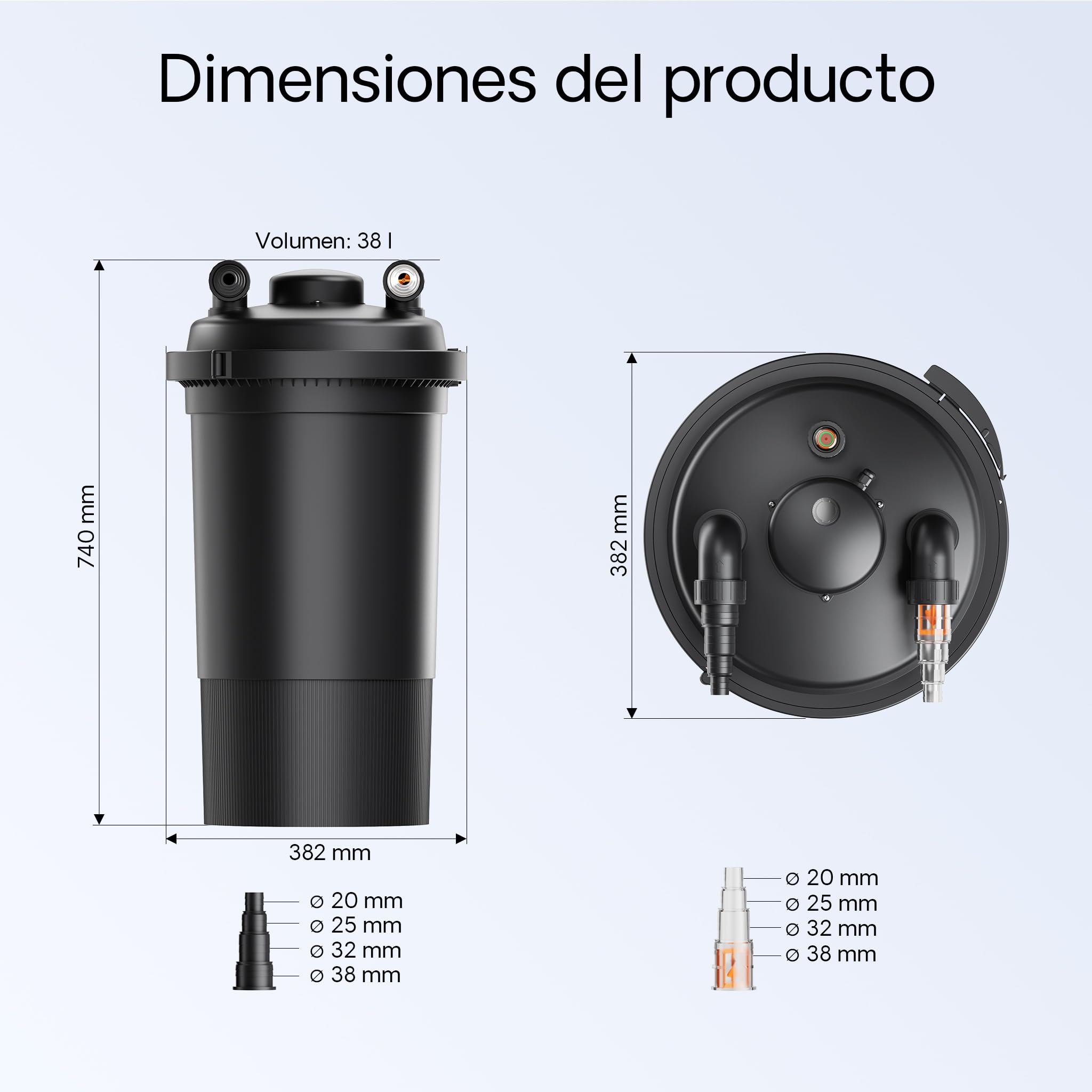 SunSun CPF-500 filtro presión lámpara UVC 18W estanques hasta 30000L Jardín Koi Peces Jardinería
