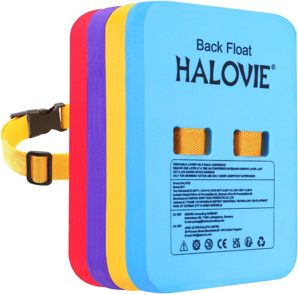 HALOVIE Kids Back Float Swimming Floats for Children Swim Belt Training Board Pool Floaties for Child Toddlers Swimming Beginners Learning Swim Lessons