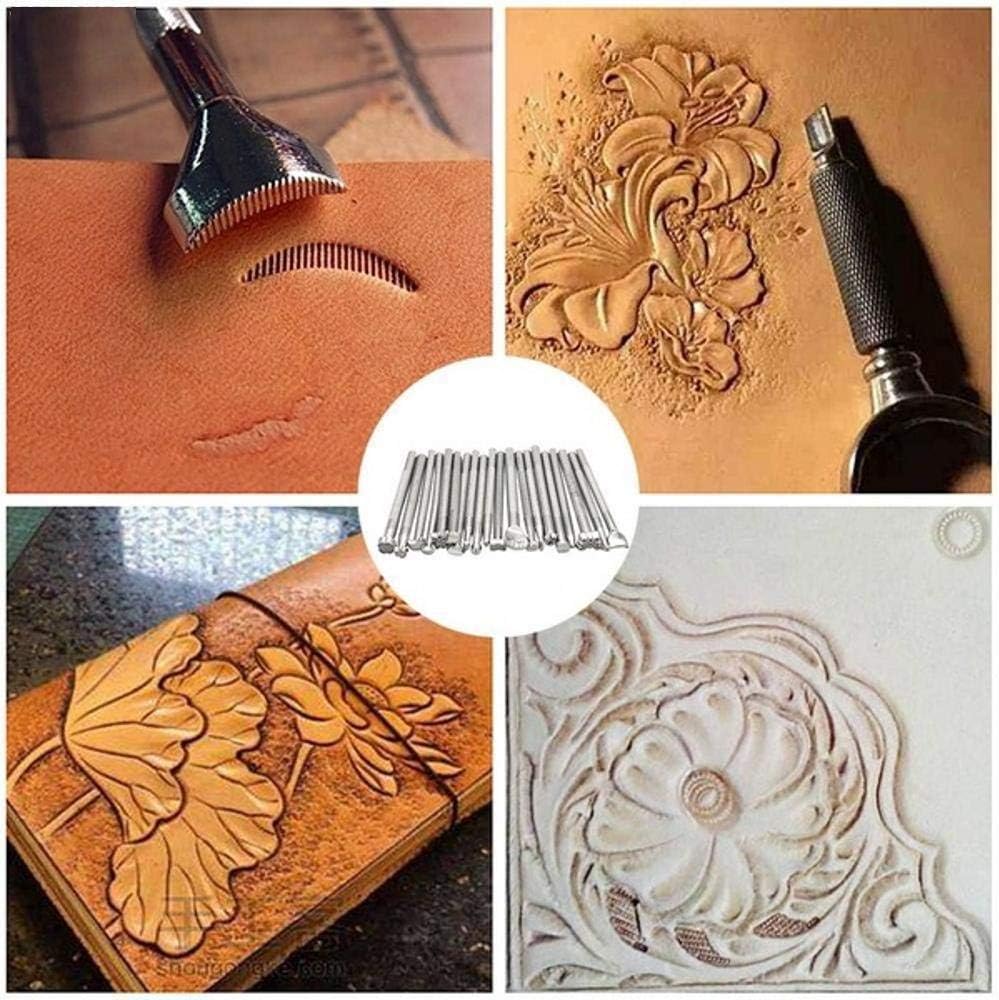 31 PCS Leather Craft Set, Include 20 Leather Stamping Tools, 1 Leather Hammer, 1 Swivel Knife, 5 Tracing Pen and 4 Tracing Paper, Leather Carving Tools Kit for Leather Crafting