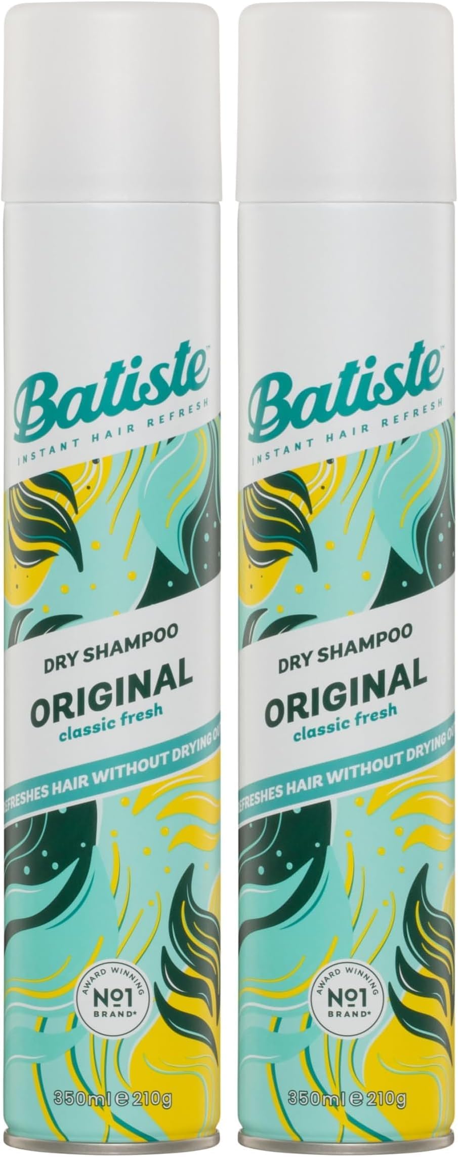 Dry Shampoo Original 350ml, Fresh & Clean Fragrance, No Rinse Spray to Refresh Hair in Between Washes (Pack of 2)