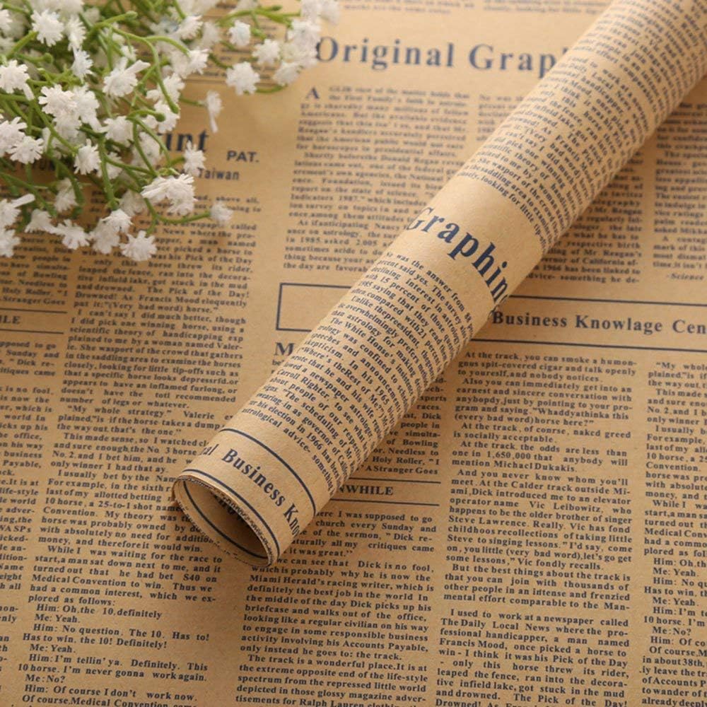 Kicode TOPmountain 10pcs Vintage Newspaper Gift Wrapping Kraft Package Paper Coffee
