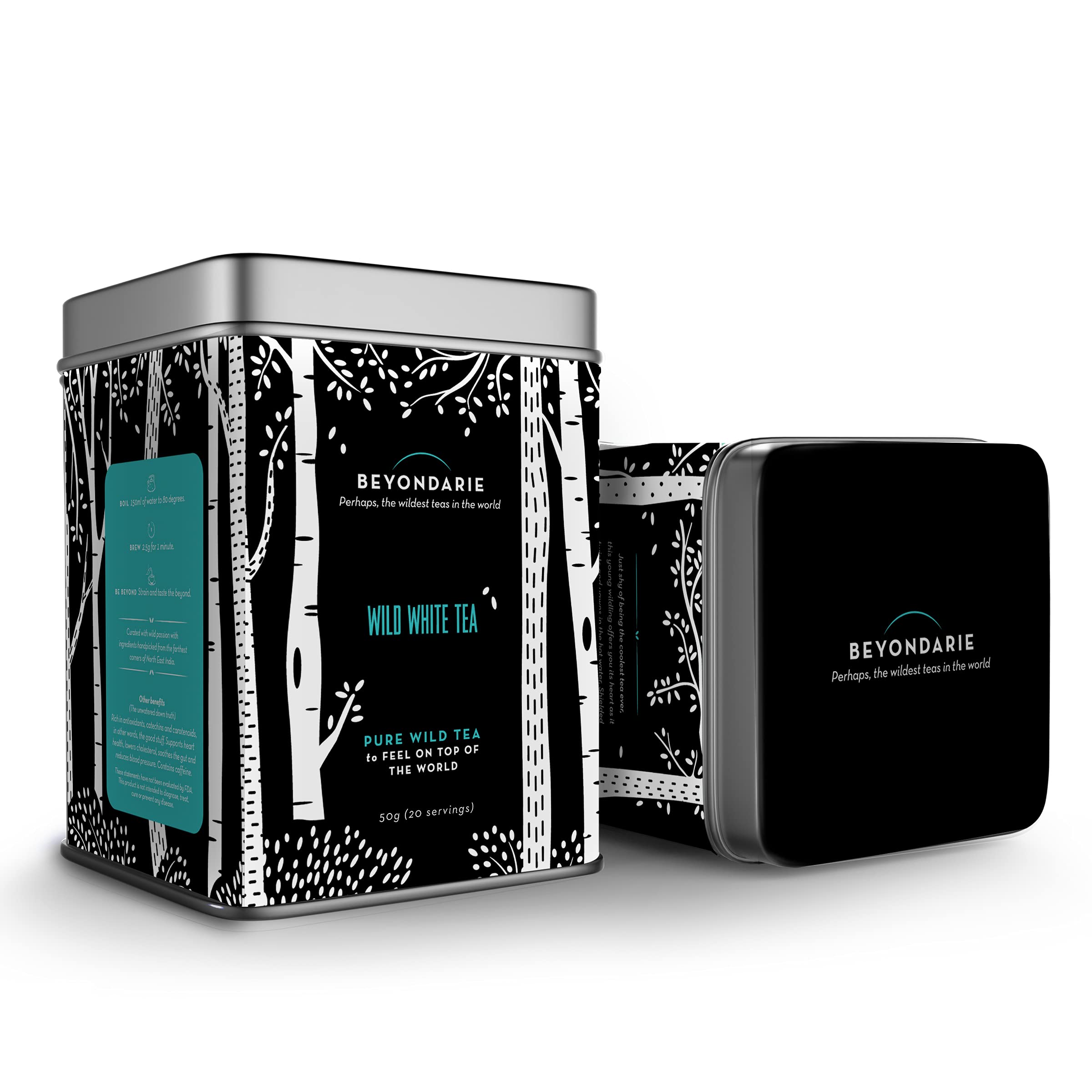 BEYONDARIE - Wild White Tea - 50 g | 100% Natural Handpicked From The Forests Of Northeast Manipuri Mountains | Rich In Antioxidants | | Long Leaf White Tea | Loose Leaf | Gift Pack | 20 Cup | Beyond Organic