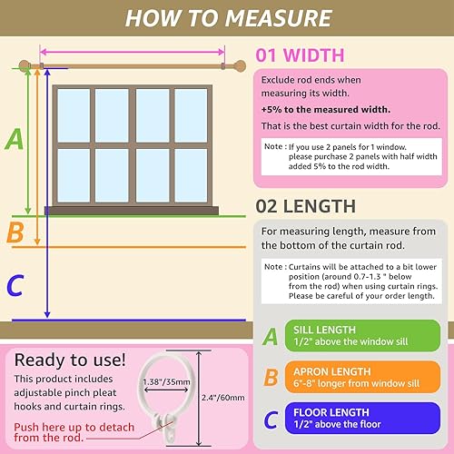 Miniatura 6 de KURENAI Rioka - Cortinas con aislamiento térmico, bloqueo de calor y rayos UV, plisadas, filtran la luz, ligeras para puertas corredizas de vidrio,