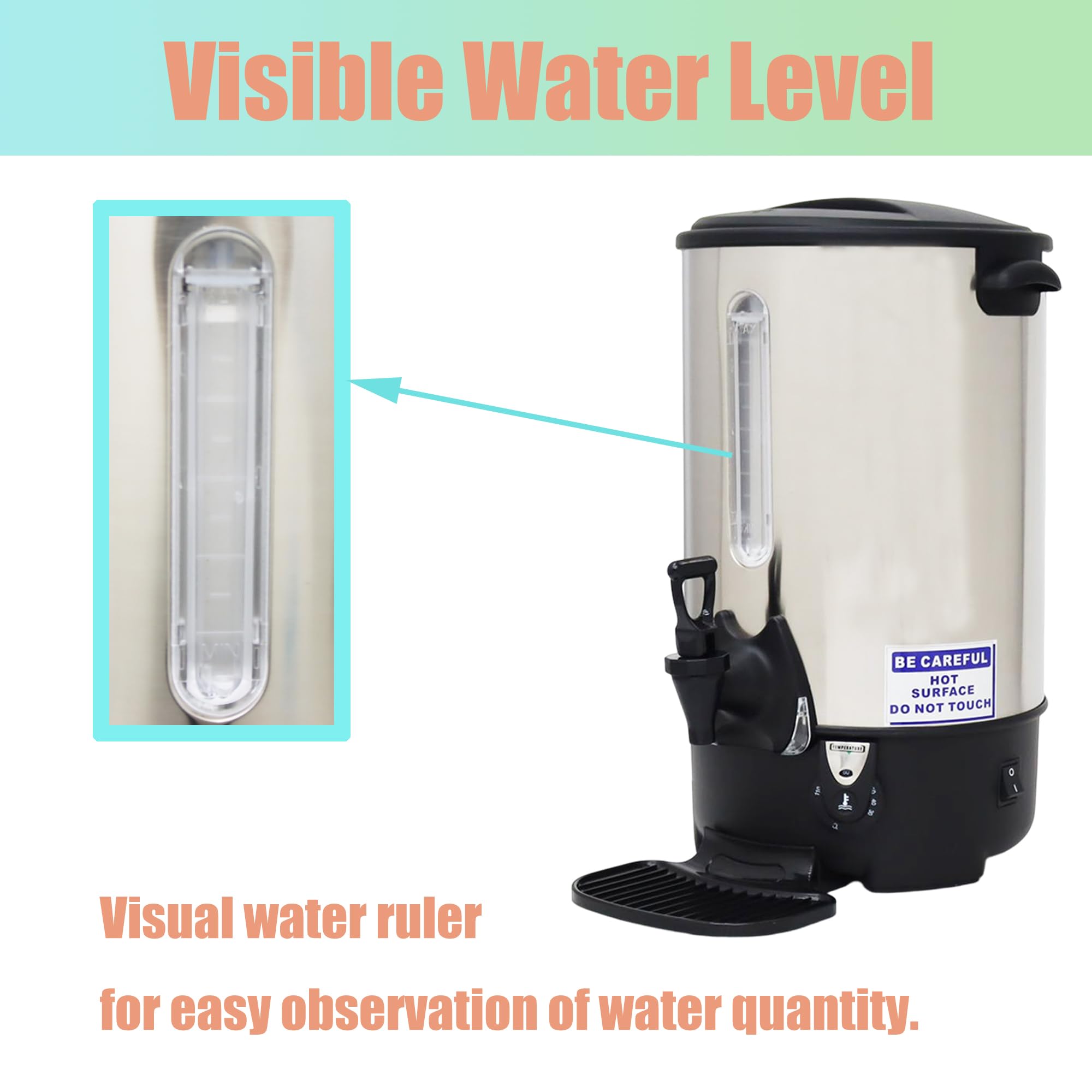 HQHAOTWU 8.8L Hot Water Kettle Water Boil Dispenser Hot Water Barrel Stainless Steel Water Boiler Coffee Tea Beverage Heat Warmer