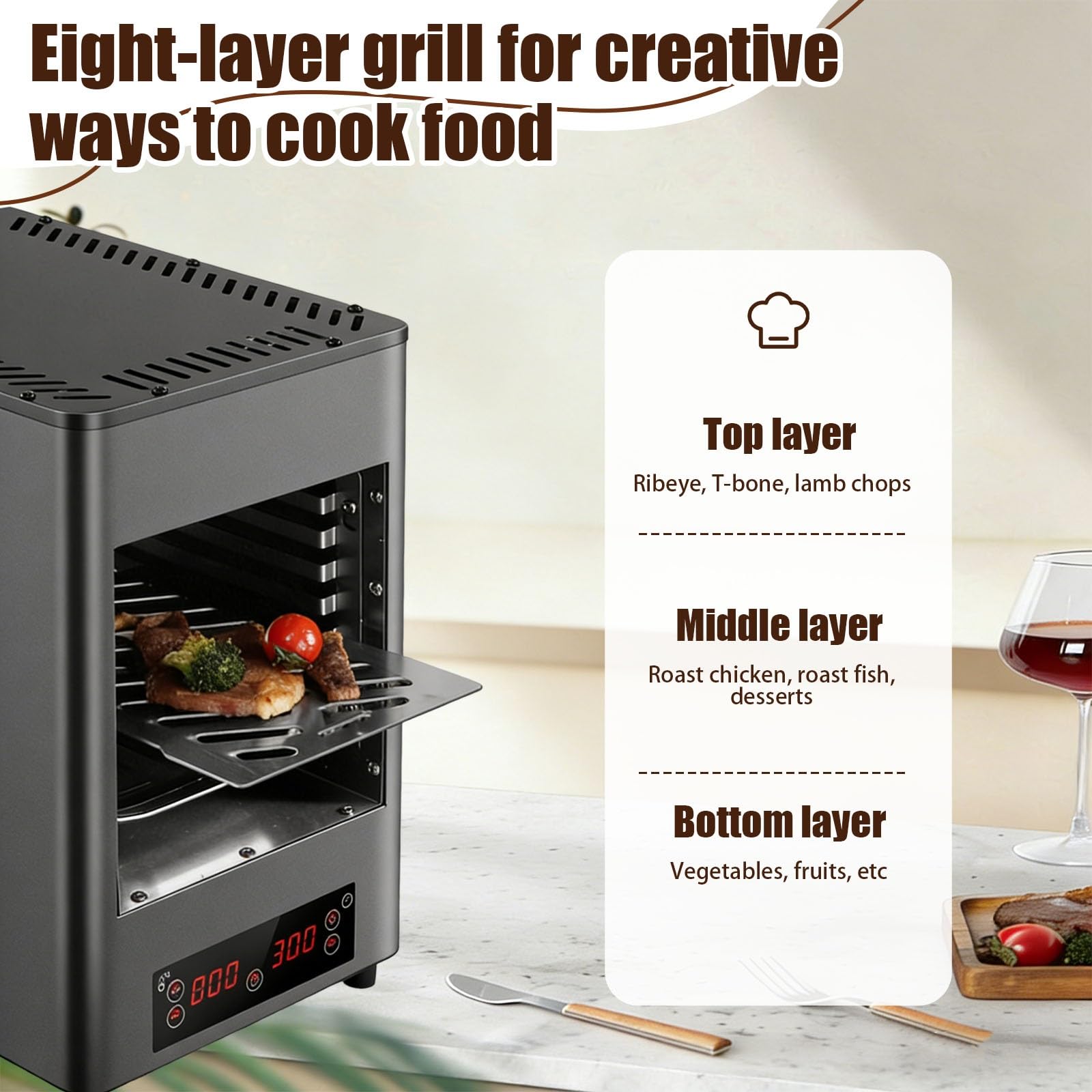 Przenośny Grill Elektryczny i Grill do Mięsa na BBQ, 1700W, Grill Elektryczny o Wysokiej Mocy, Idealny na Wyjazdy i Spotkania(Gray)