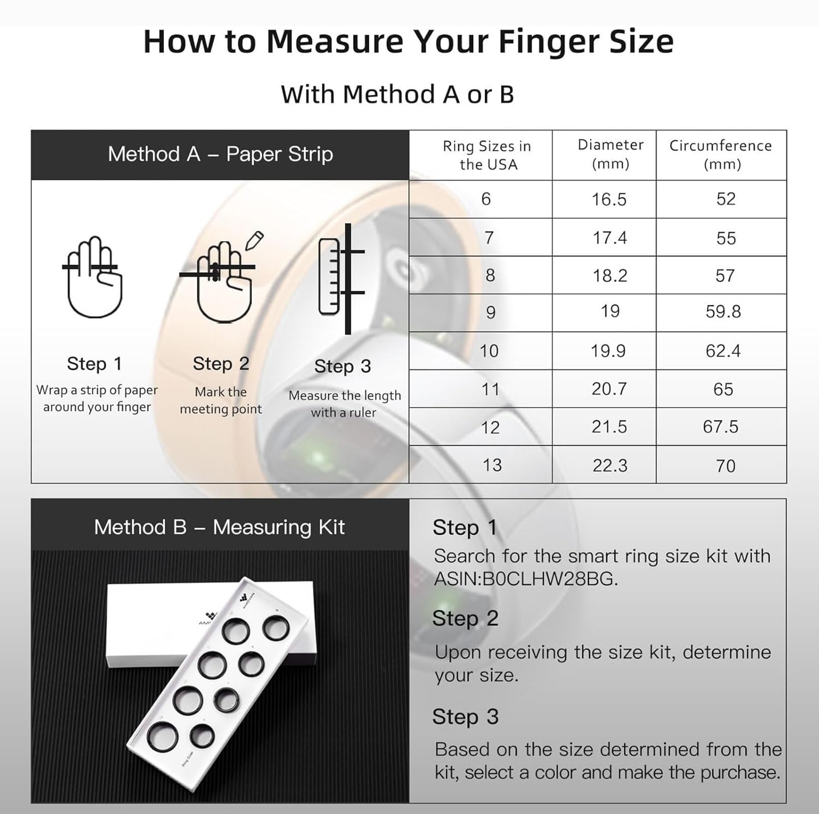 Anillo Inteligente para Mujeres y Hombre, Smart Ring con Bluetooth 5.1,Monitor de Ritmo Cardíaco,HRV,Saturación de Oxígeno en Sangre,Temperatura Corporal,Sueño,Compatible con iOS y Android,Black-#9