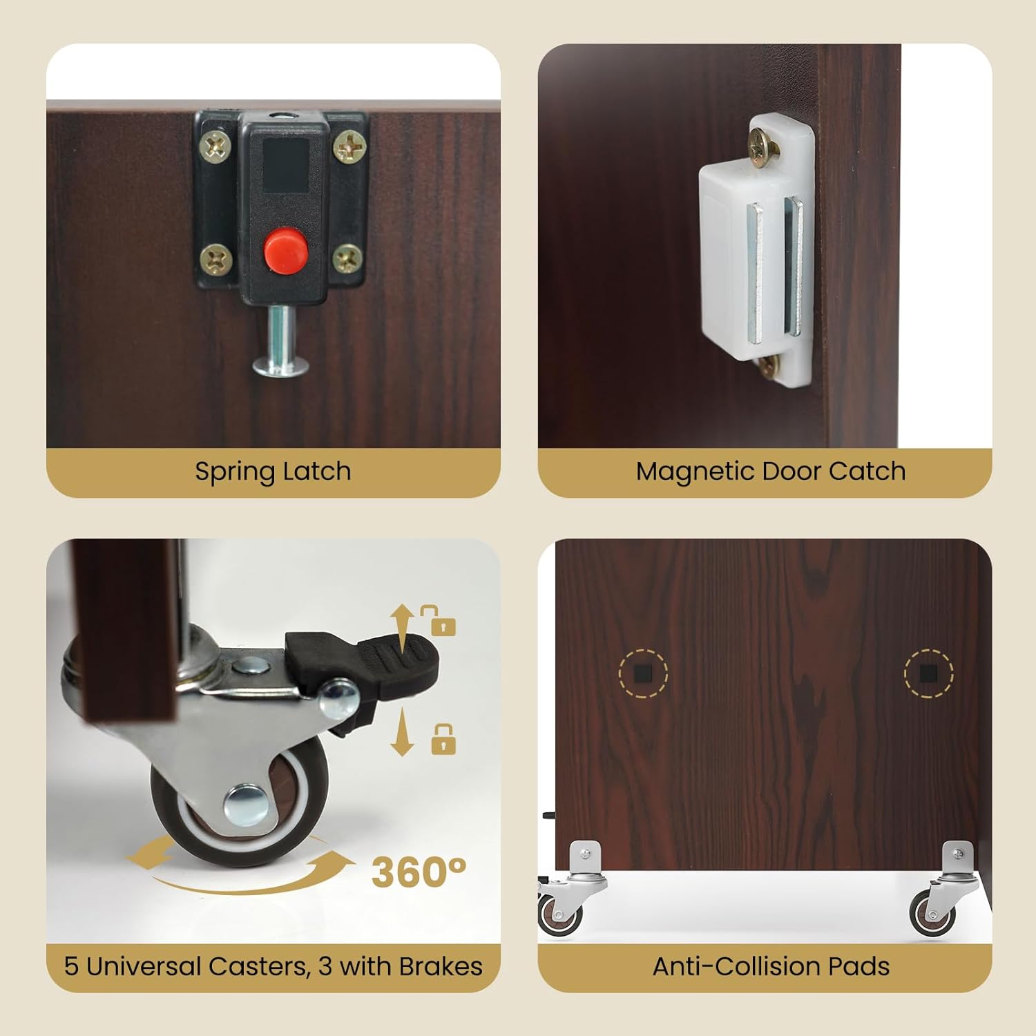 Giantex Folding Sewing Table with Storage, 3 Side Trays & Open Shelf, Built-in Charging Station, Mobile Craft Desk with Lockable Wheels, Space-Saving Sewing Machine Table for Home, Dorms, Espresso