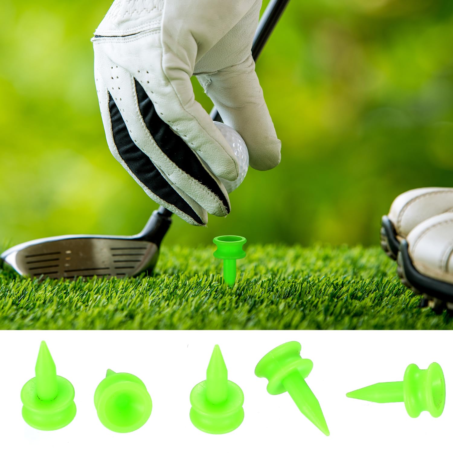 Tee Da Golf In Plastica Verde - 25 Mm - Confezione Da 100 Pezzi - Design Stabile E Resistente - Foto 2