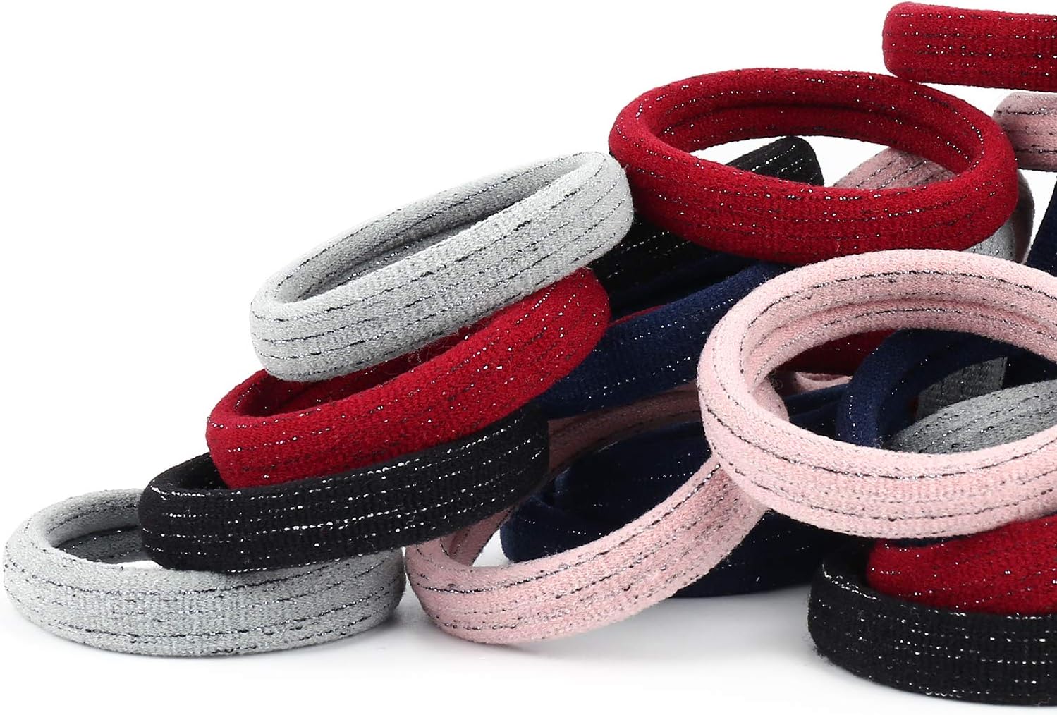 50PCS Large Ponytail Holders, Cotton Seamless Hair Bands, Hair Elastics Hair Ties No Damage for Thick Heavy Hair, 2 Inch in Diameter, 5 Colors by Nspring