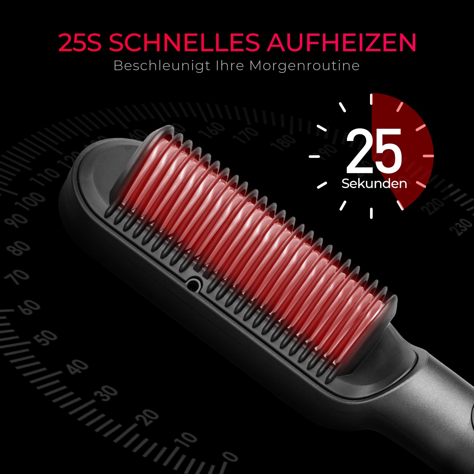 TYMO Haarglätter Bürste - Schnelles Glätten, Ionen Glättbürste, Anti-Frizz, 9 Temperatureinstellungen, LCD-Bildschirm, Schnelle Aufheizung, Verbrühungsschutz, Schwarz