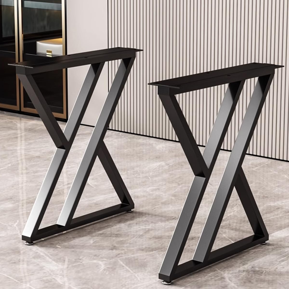 Metal Industrial Dining Modern Table Legs Desk Legs Base Coffee Table Bench Legs Night Stand Office Table 28 inch Triangle Shape Black DIY (1 Set of 2 pcs) 28" H x17.5-image-2
