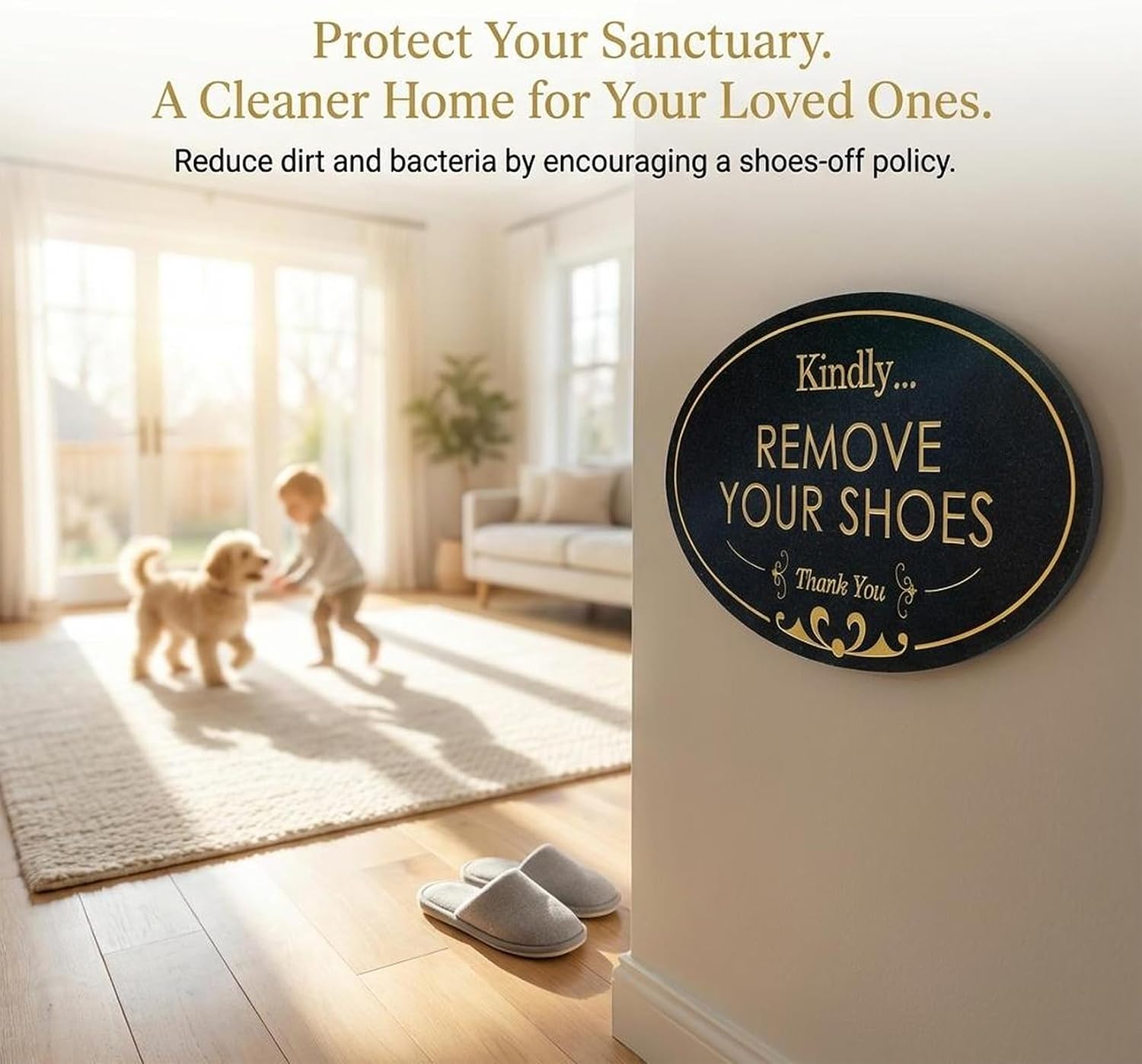 CARGEN Kindly Remove Your Shoes - Please Take Your Shoes Off No Shoes Sign Home Office Spa Wall Door Welcome Sign Oval 6.3" x 3.8" Black
