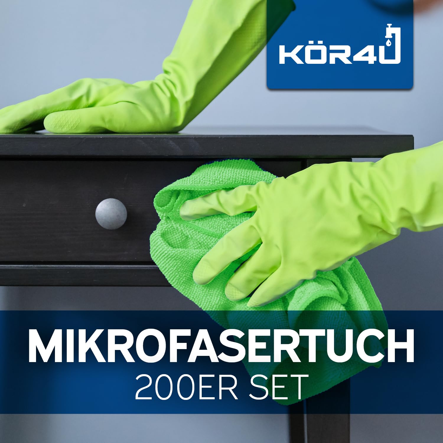 kör4u 200 panni in microfibra verde, 40 x 40 cm, 300 g/m², panni per la pulizia della cucina, del bagno, della pulizia dell'auto, panno lucidante, assorbente, lavabili a 60 °C