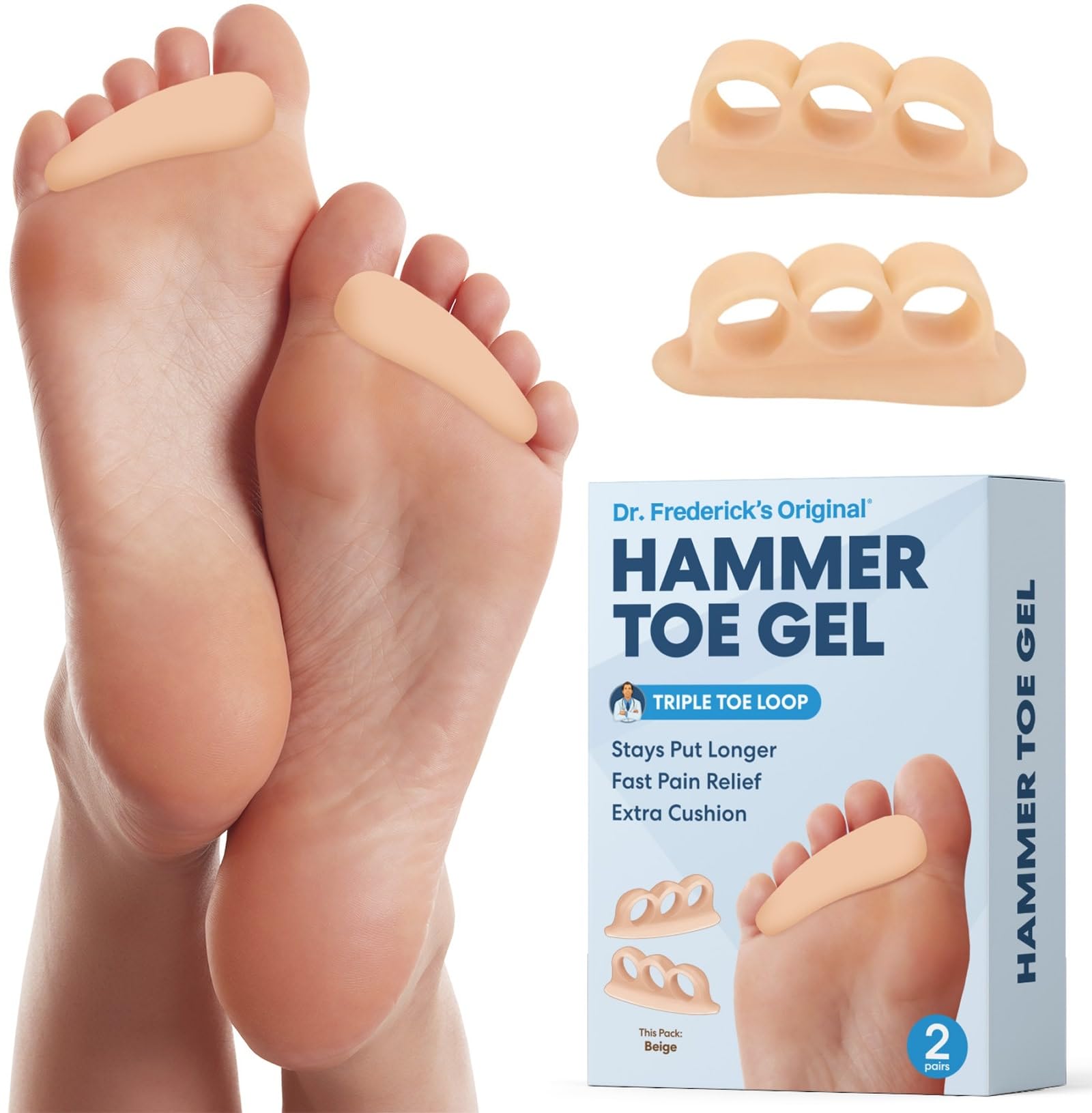 Hammer Toe Gels - 3 Loop - Beige