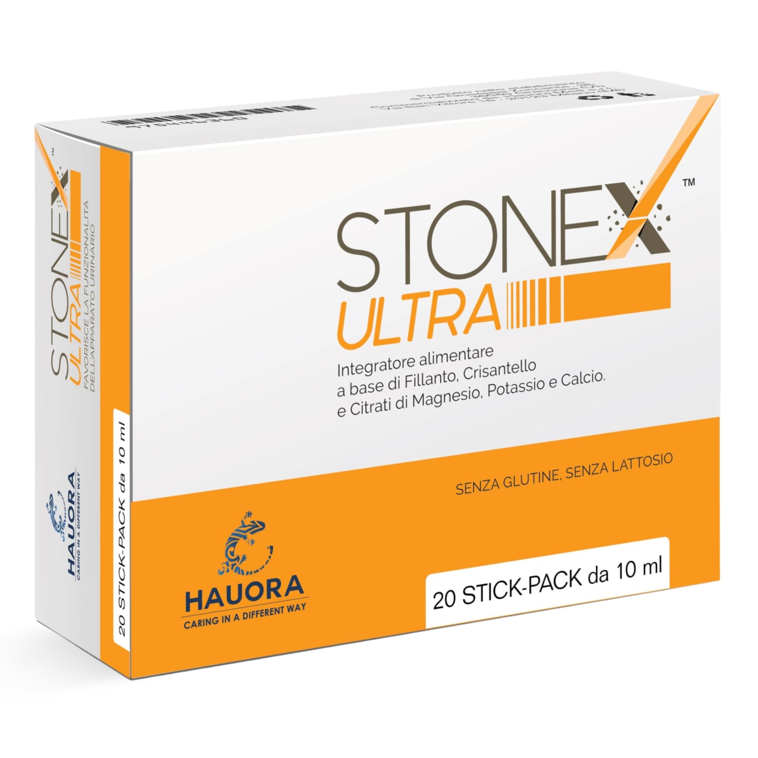 HauoraMed Stonex Ultra, Integratore Alimentare con Fillanto "​Erba Spaccapietra", Crisantello, Citrati di Magnesio, Potassio e Calcio, 20 Stick-​Pack da 10ml, Senza Glutine e Lattosio