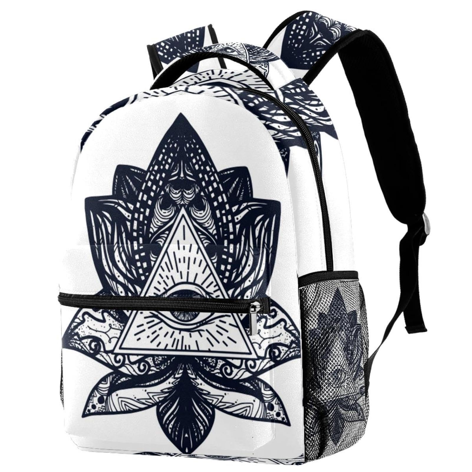Sac à dos d'école motif œil et triangles 29.4x20x40cm