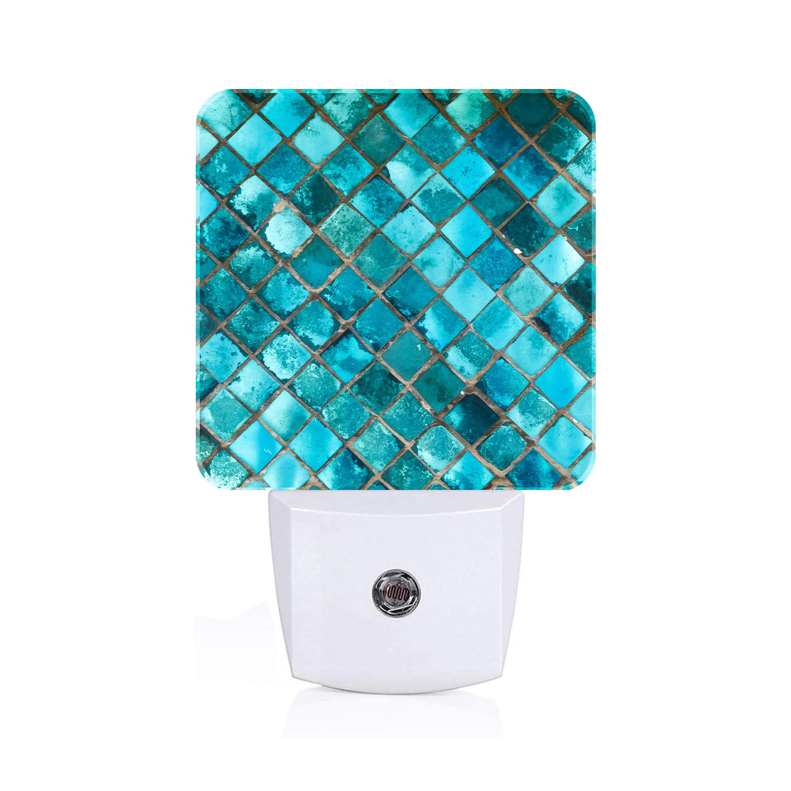 FSHVQKD Turquoise Blue Night Light,Plug Into Wall Decor for Stairway,Hallway,Kitchen,Dusk to Dawn Sensor Nightlights for Boys/Girls/Women/Men Room