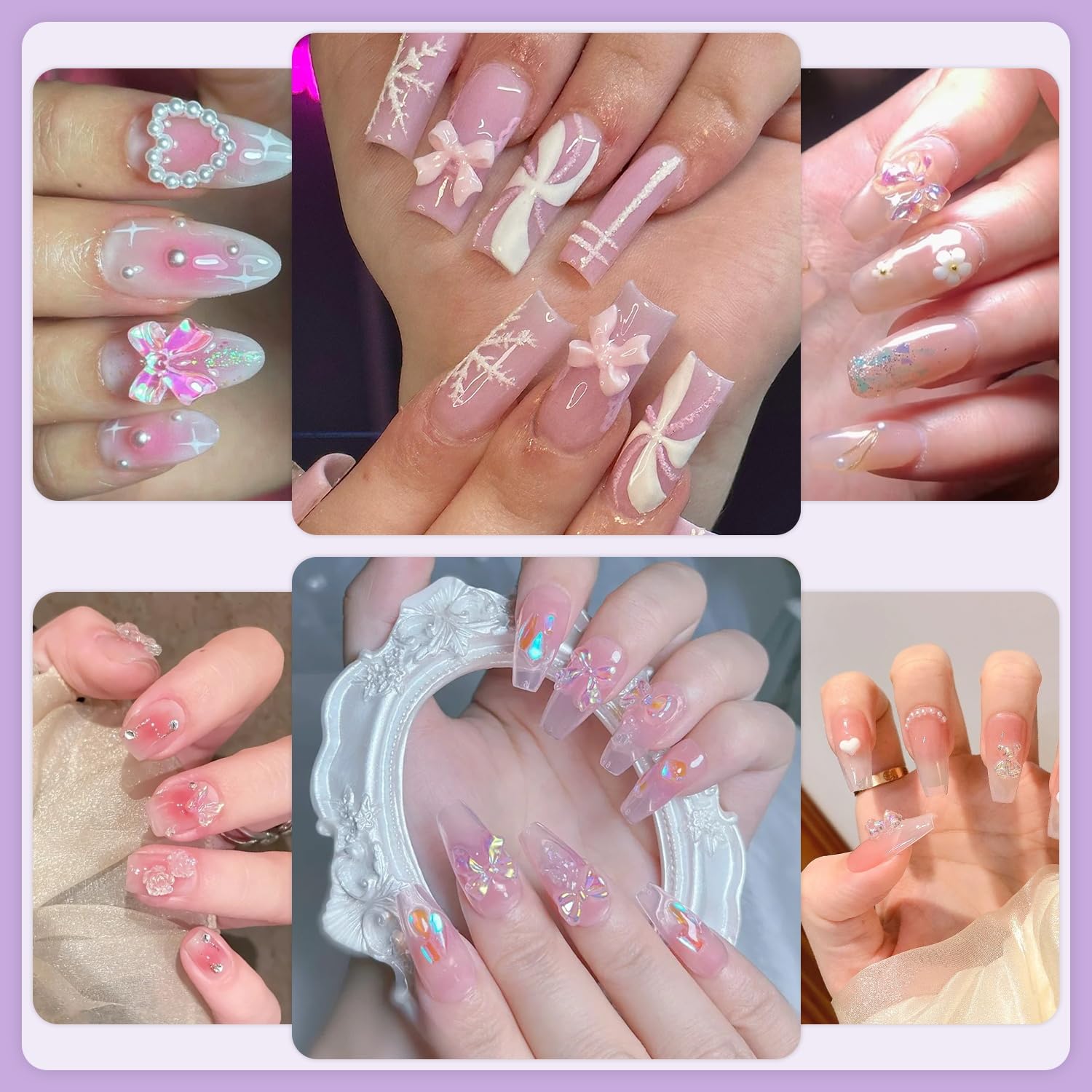 3D-Blumen-Nagelanhänger Set – 2 Boxen Mit Acrylblumen & Edelsteinen Für Nageldesign & Basteln