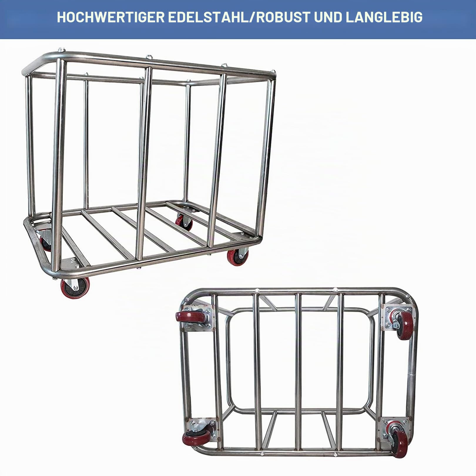 Wäschewagen 400L, Kommerziell Edelstahl Wäschewagen mit Rollen,90x65x80cm | 120 Kg Tragkraft,Groß ,Home Hotel Wäschekammer, 4-Zoll-Räder, Edelstahl, Hochbelastbarkeit, wasserdichtes abnehmbares Beute