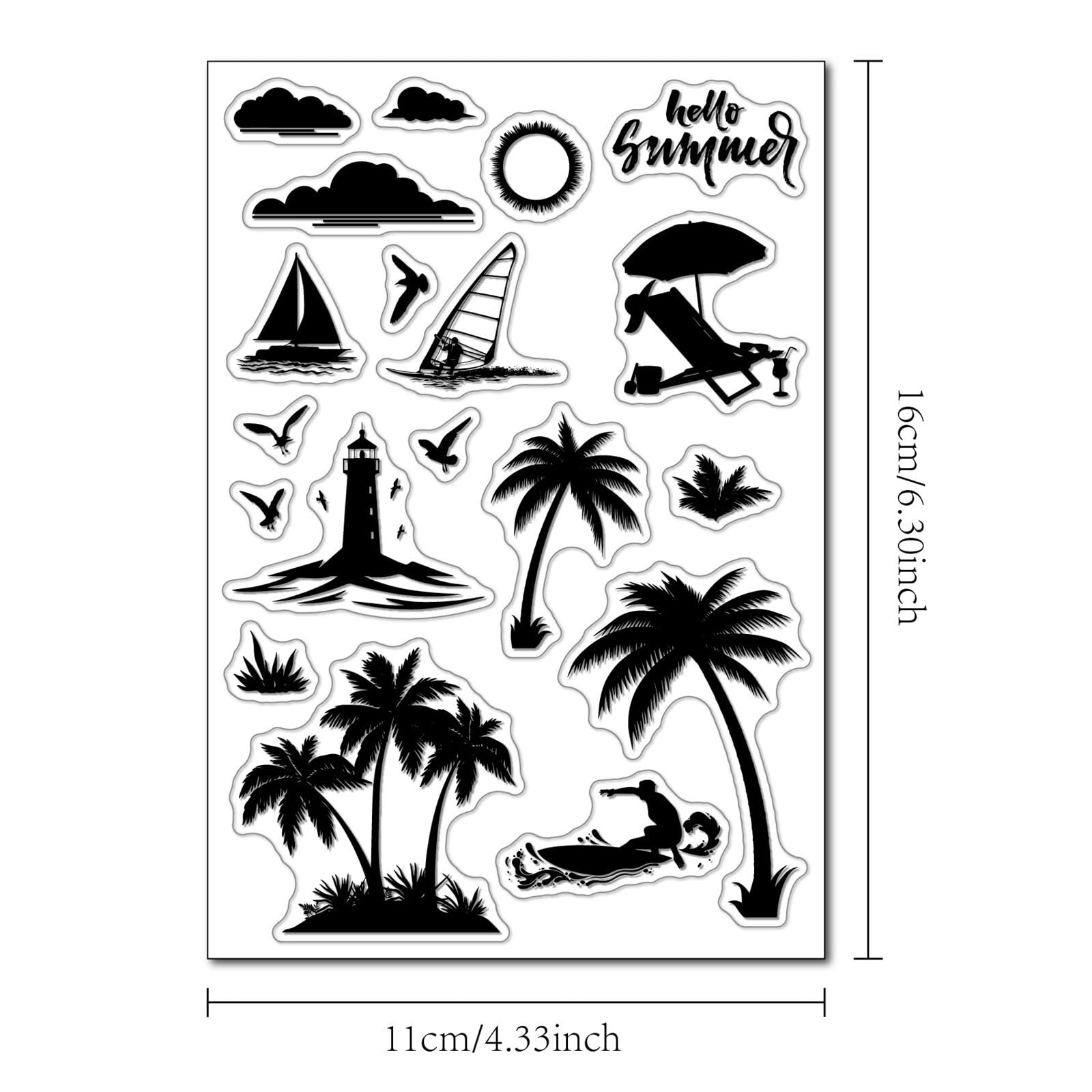 Transparente Stempel Sommer-Motive - Palmen, Strand Für Kartenbasteln