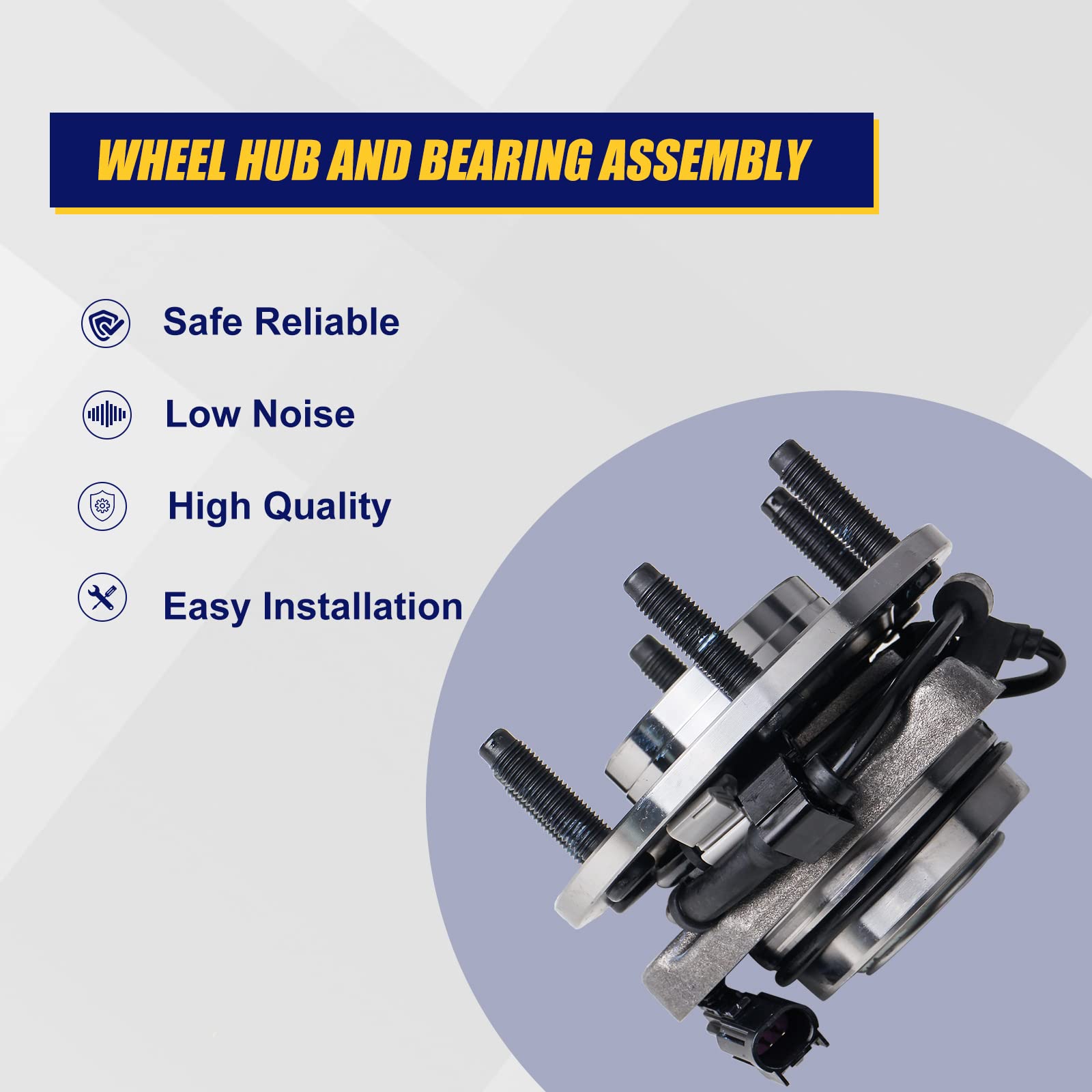 KUSATEC 513188 Front Wheel Hub and Bearing Assembly Fit for 02-09 Chevy Trailblazer, 03-06 Chevy SSR, 02-09 GMC Envoy, 03-08 Isuzu Ascender, 04-07 Buick Rainier, 05-09 SAAB 9-7X, 6 Lugs W/ABS