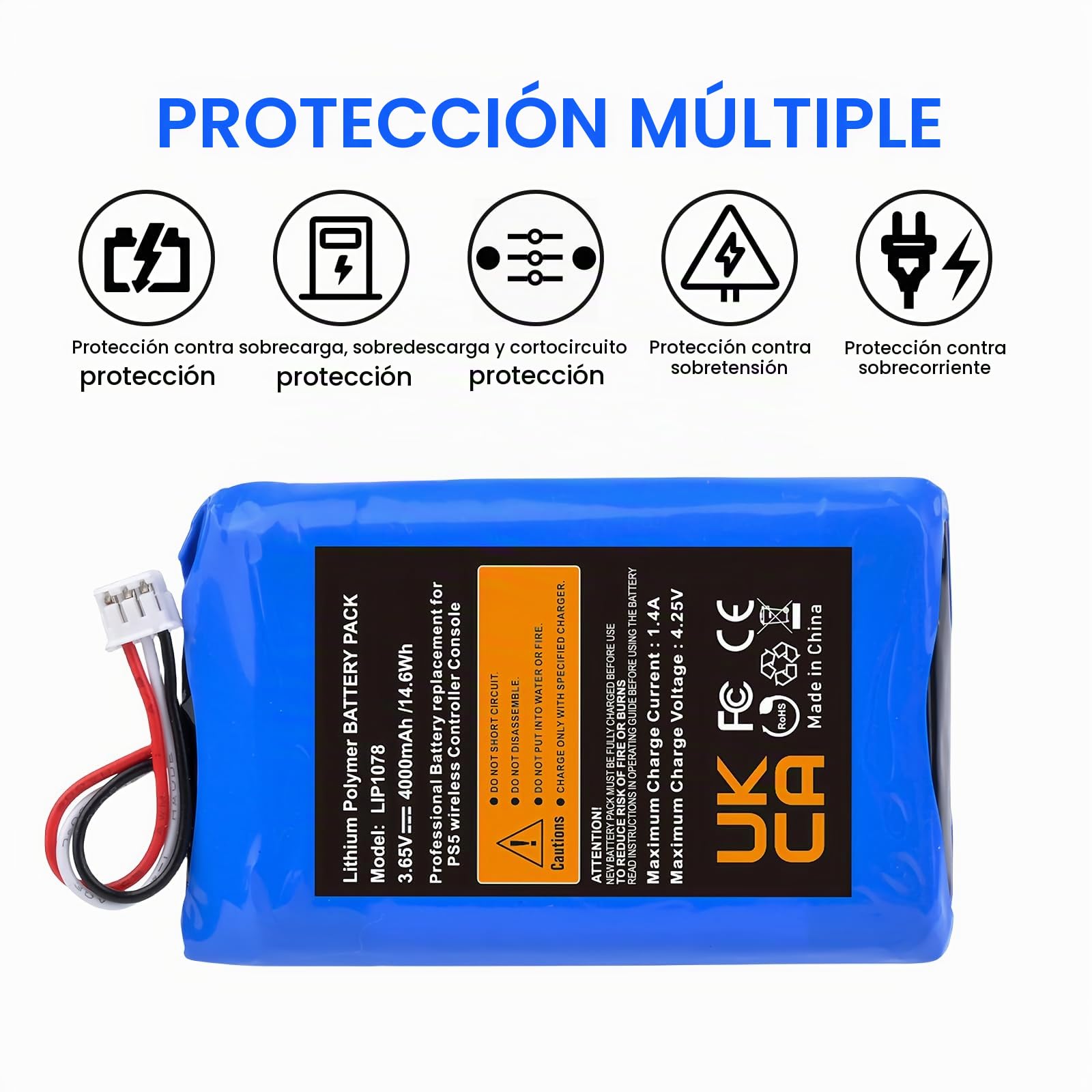 Batería para mando PS5, 4000 mAh, 3,65 V, LIP1078, batería de repuesto para PS5 PlayStation 5 DualSense