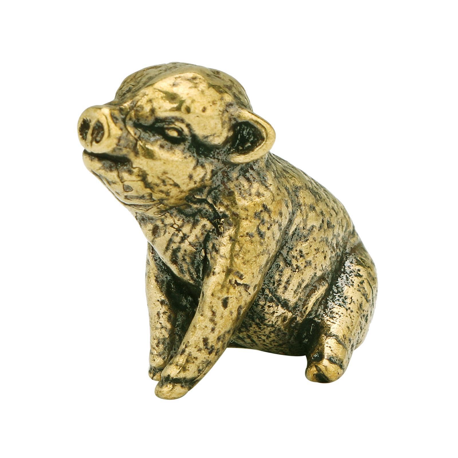 Yixannx Vivid Styling Antique Pig Mini Figurine Unique Decorative Statue Vintage Copper Miniature Figurine Small Centerpiece Small Decorative Statue