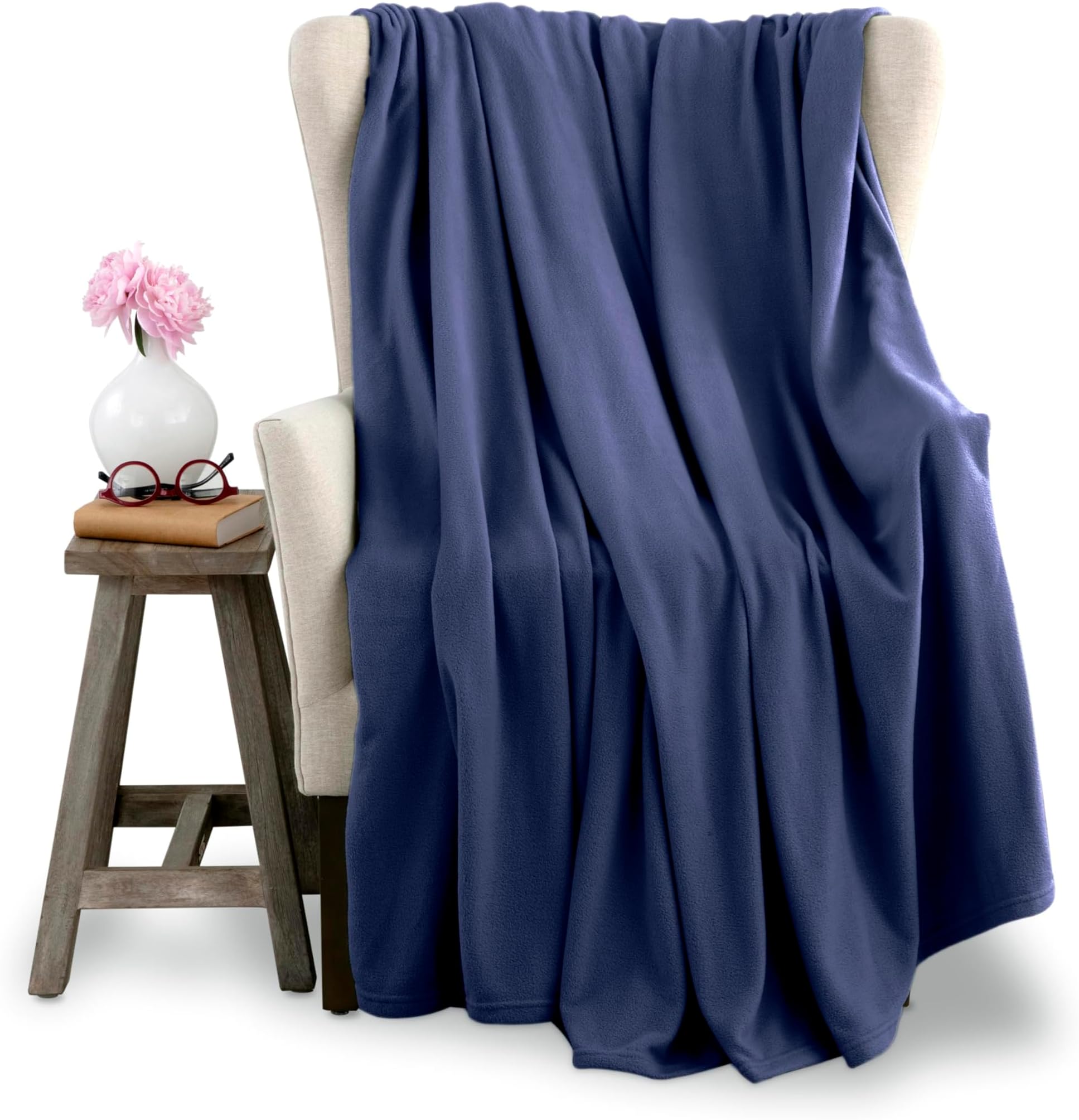 Vellux Fleece Blanket Queen Size - Fleece Bed Blanket - All Season Warm Lightweight Super Soft Throw Blanket - Green Blanket - Hotel Quality- Plush Blanket for Couch (90x90 Inches, Blue)