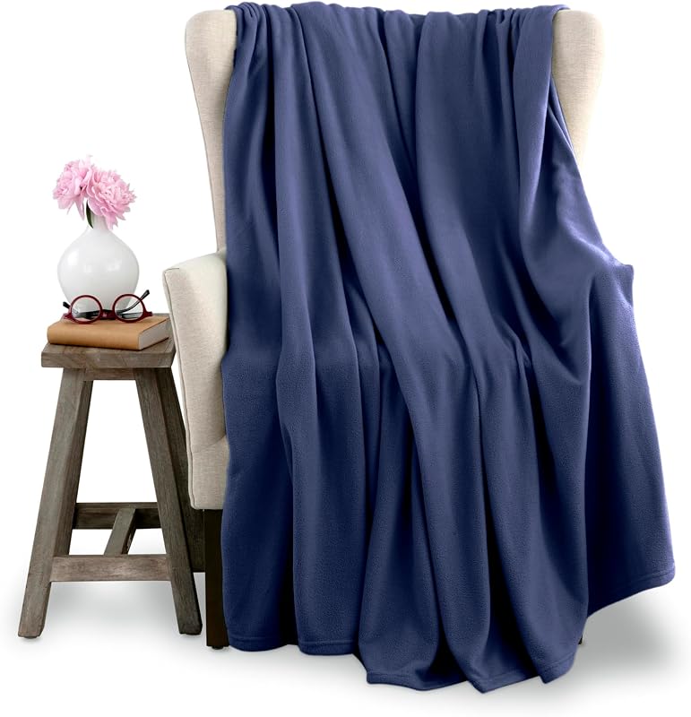 Microfleece Queen Size Blanket | Supersoft Lightweight Throw Blanket | All-Season Comfort | Navy