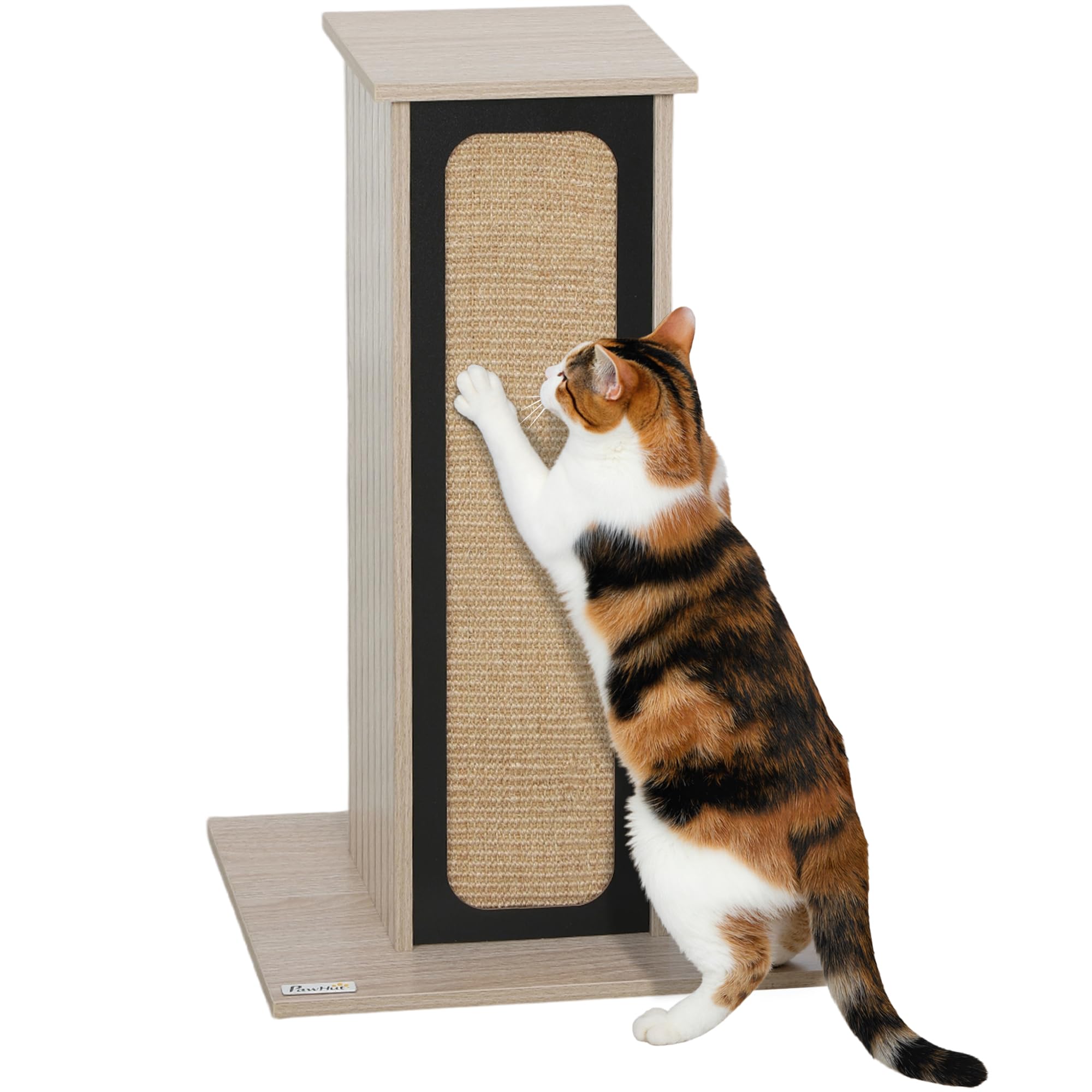 Rascador para Gatos PawHut, rascador Alto de 63 cm con Tablero de rascado reemplazable, Percha Superior, Alfombrilla de rascado de sisal Natural, para Gatos Grandes y Gatitos, Roble