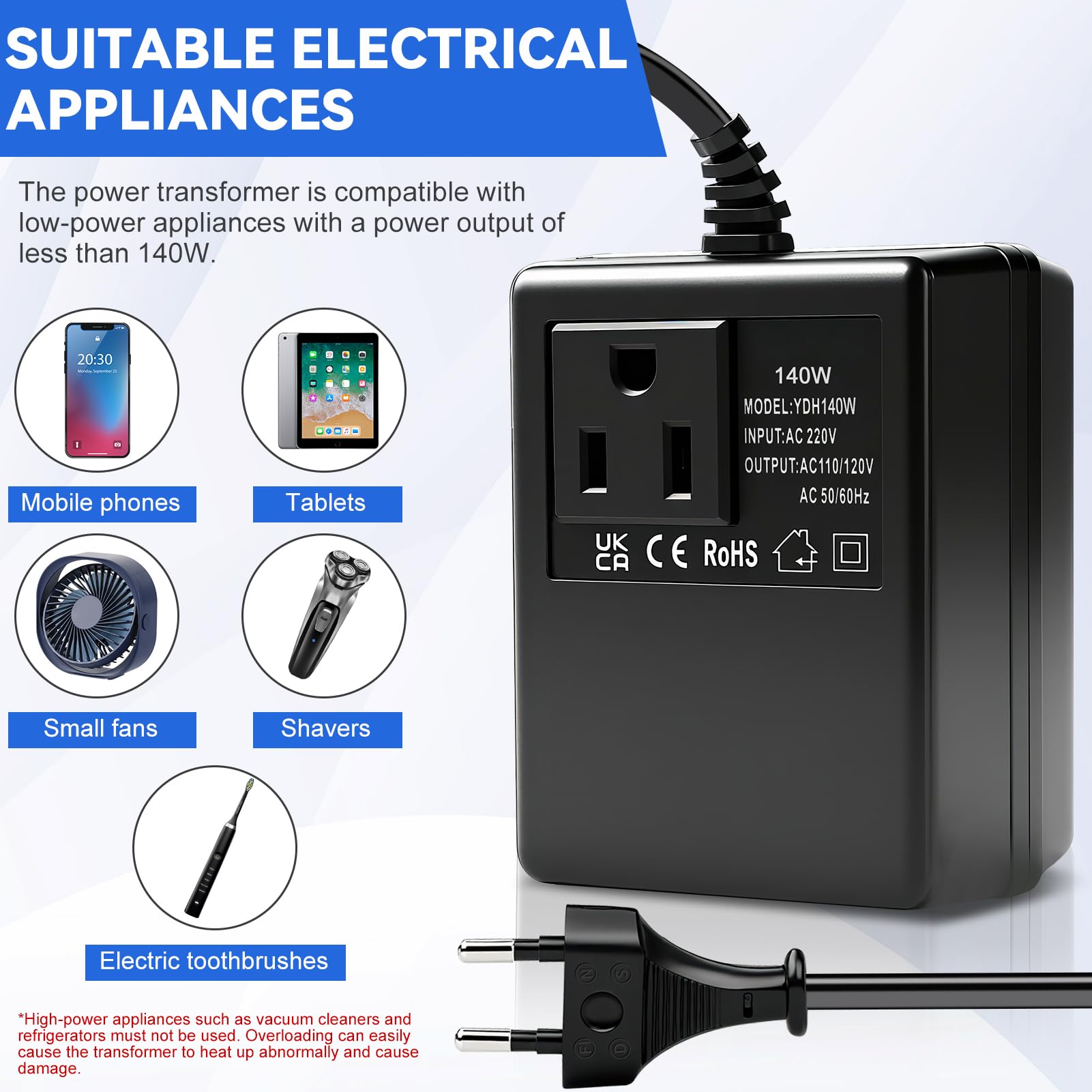 Convertitore di tensione 220V a 110V 140W adattatore trasformatore di alimentazione convertitore spina regolatore di tensione Adattatore da viaggio Presa EU