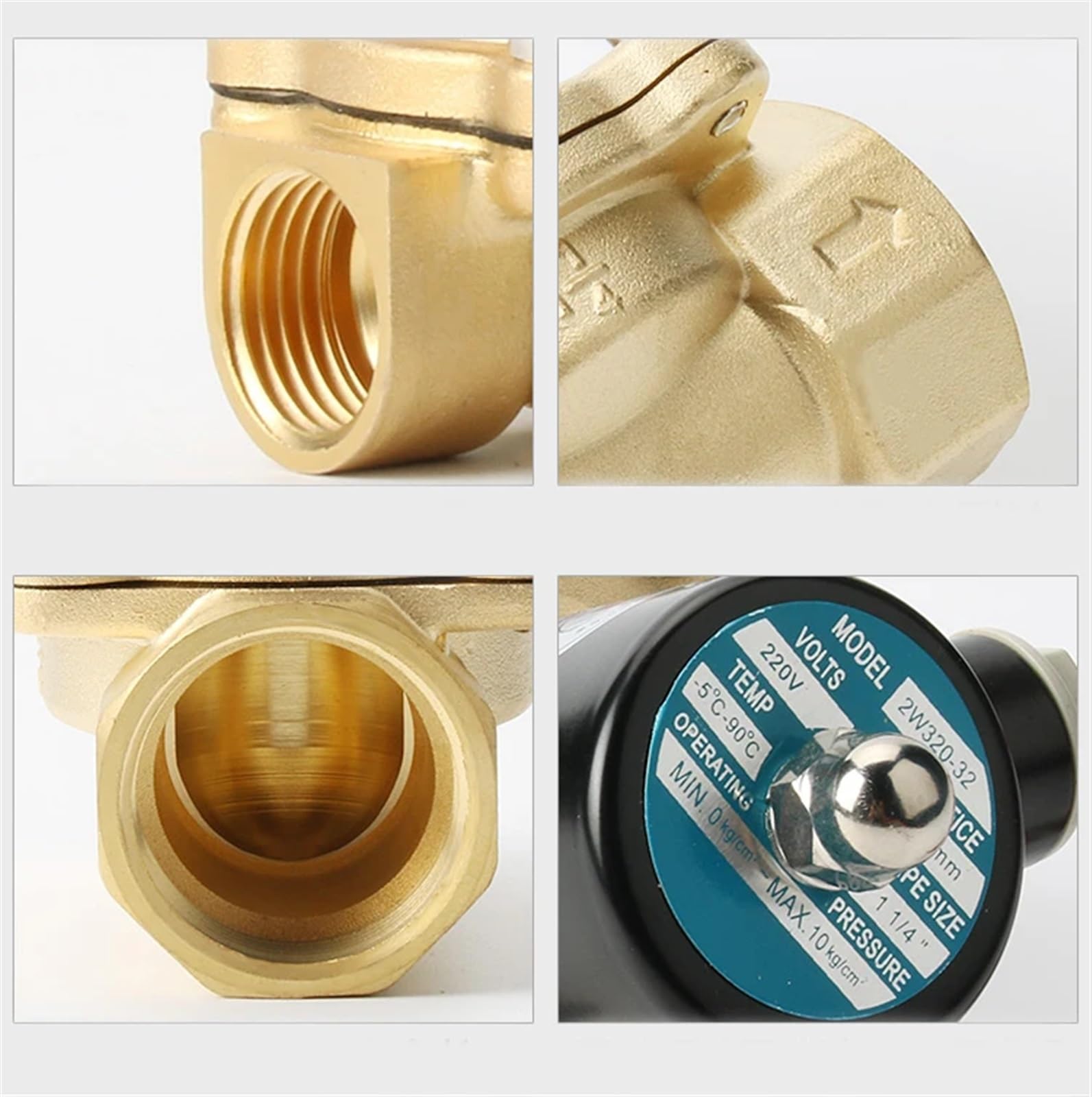 Electroválvula Eléctrica Latón 1/8" - 2" | Válvula normalmente cerrada de 12 V - 380 V for aplicaciones de agua, aceite y aire(1/8In Npt-12vdc)