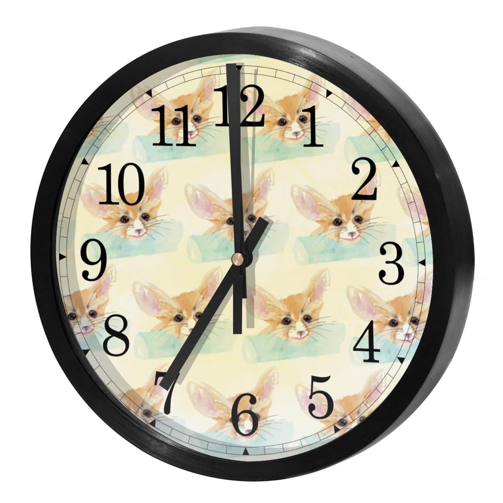 Horloge murale silencieuse pour chambre d'enfant et bureau déco renard nature