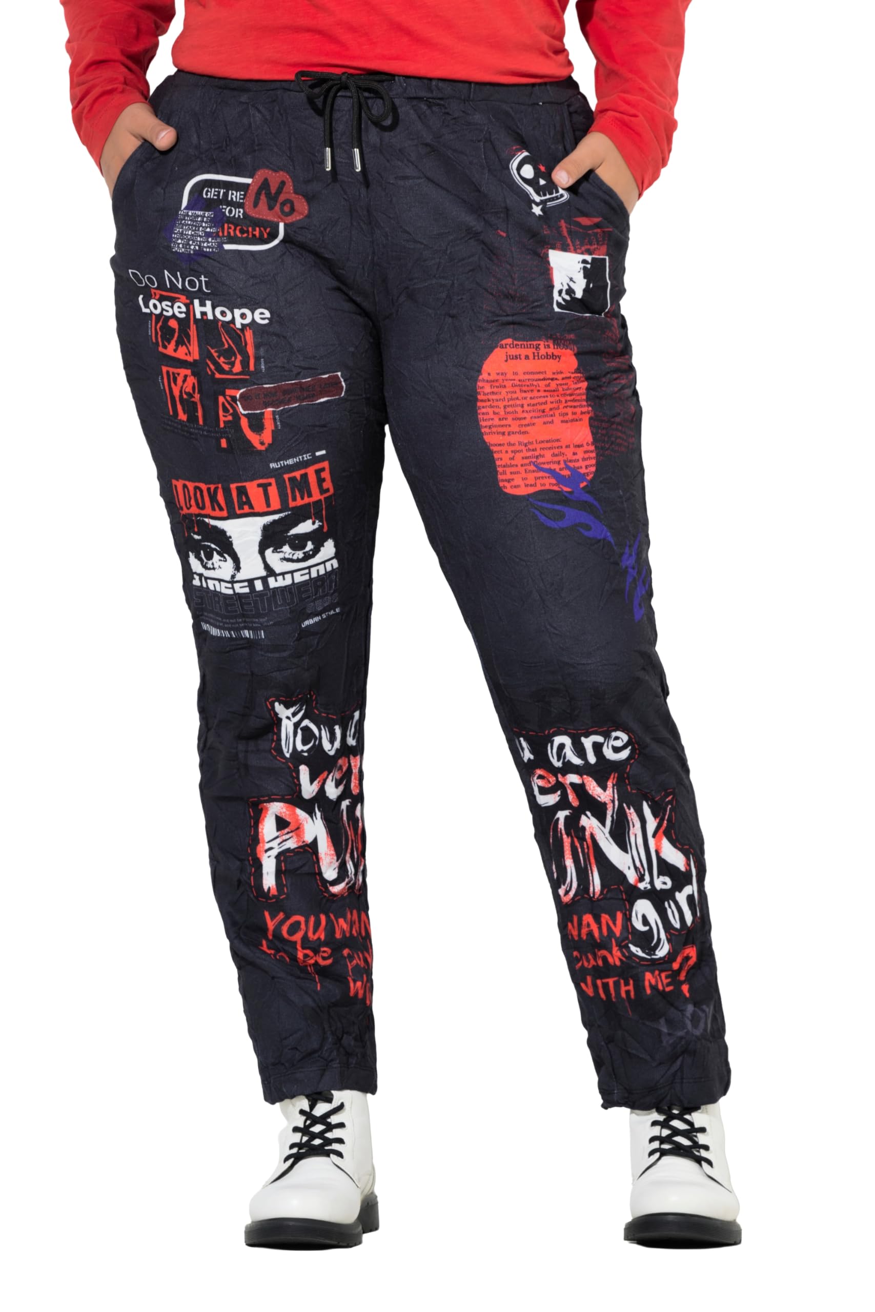 Angel of Style Damen große Größen Übergrößen Plus Size Hose, Loose Fit, Joggpants, Crincle, Alloverprint 846295