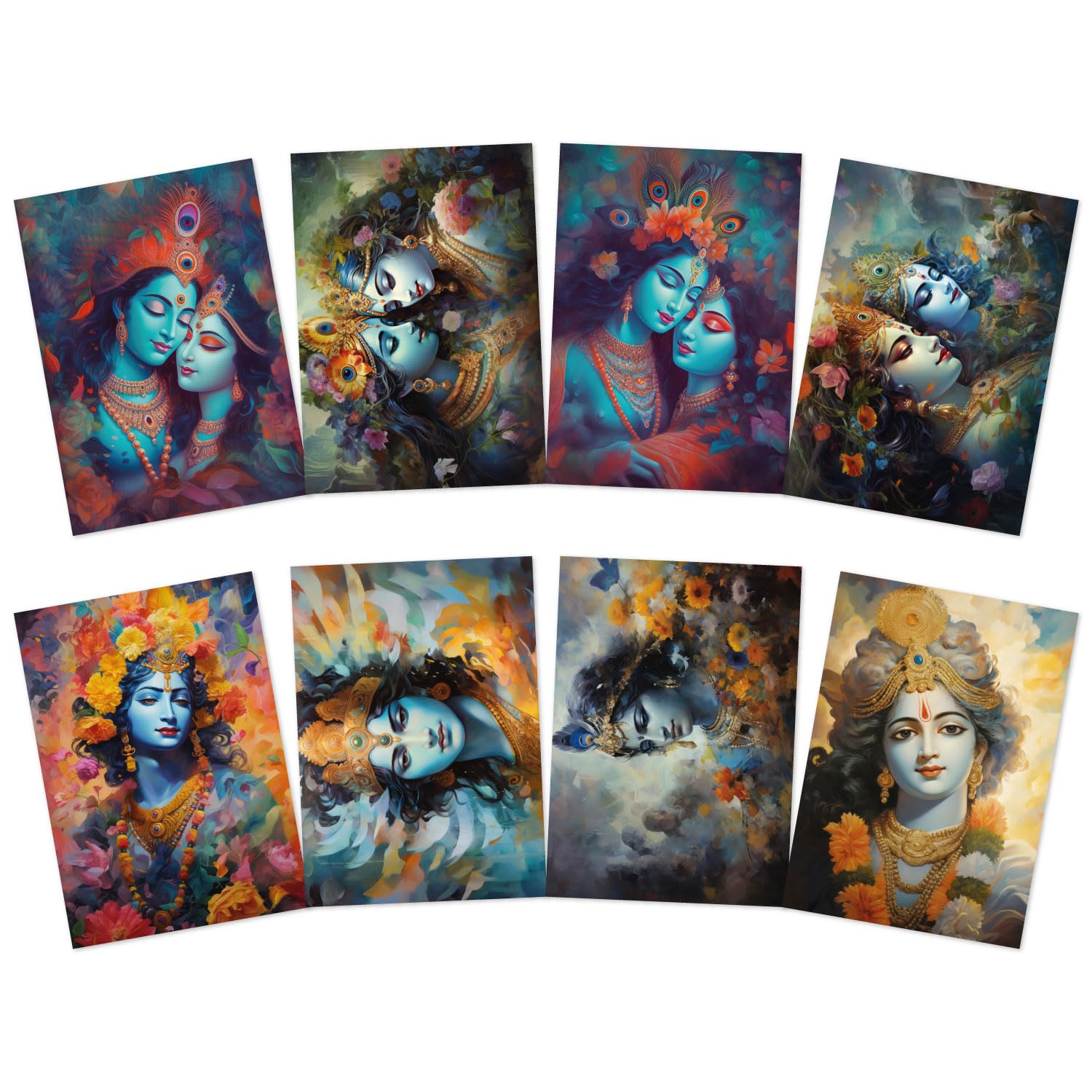 CrafTangles A4 Decoupage Paper Pack Combo - Radhe Krishna 1 and Krishna 1 (8 sheets)-image-34