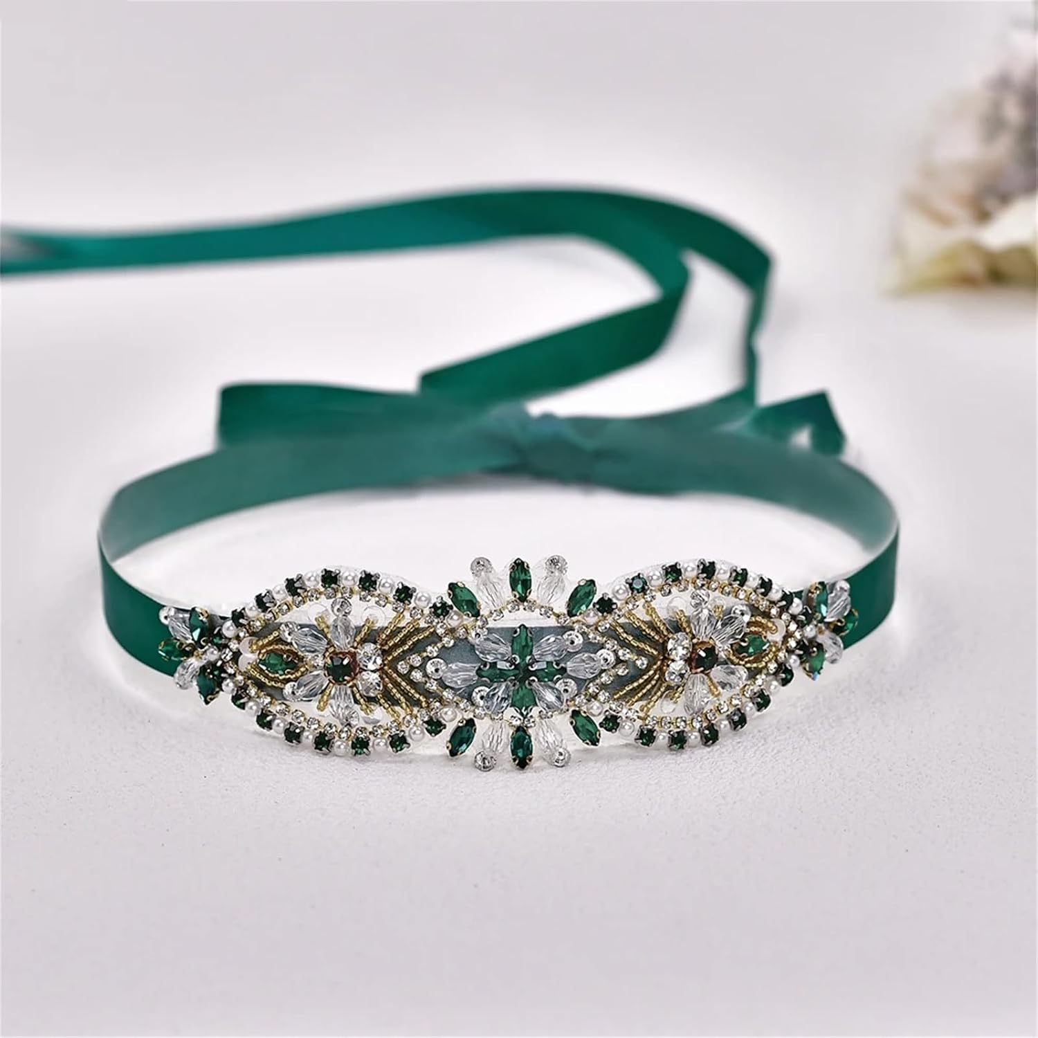 Women’S Crystal Rhinestone Applique Sash Dress Belt For Wedding Banquet And Party Gown Accessories