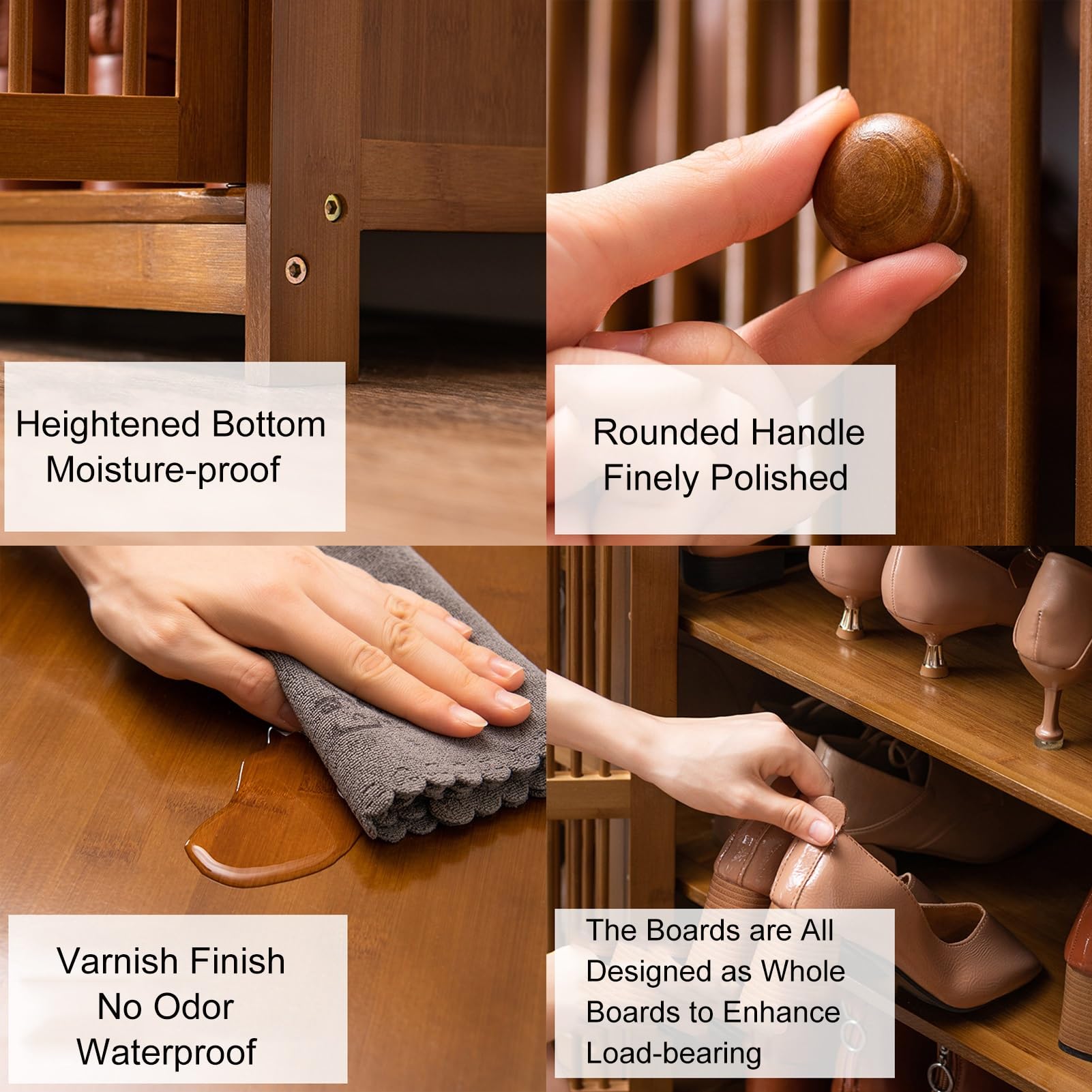 Amazon｜下駄箱 引き出し付き 靴箱 竹 シューズボックス 靴置き 収納