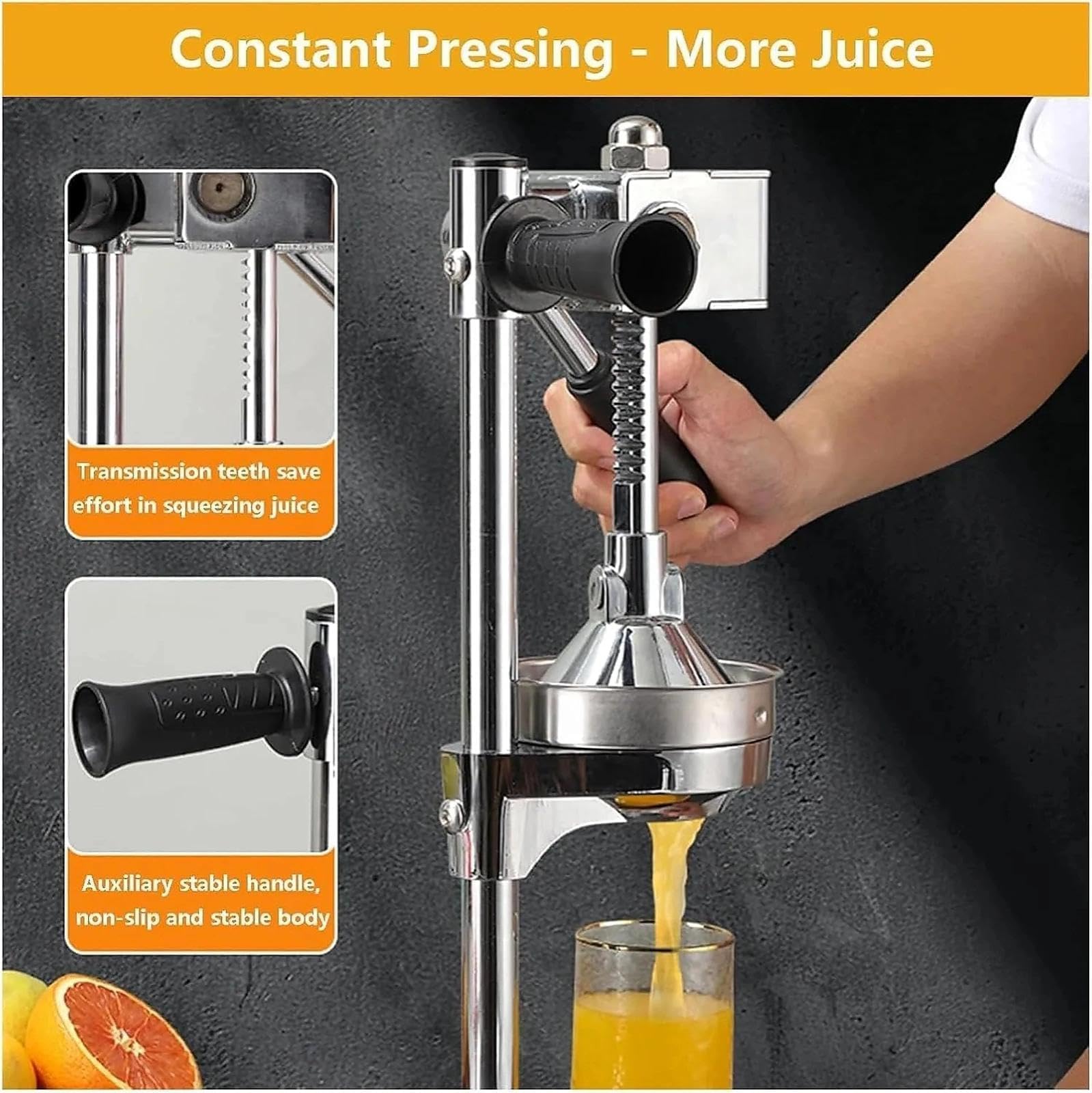Spremiagrumi manuale in ghisa resistente con frantoio in acciaio, facile da pulire, per limone, arancia, frutta, perfetto per uso domestico e bar