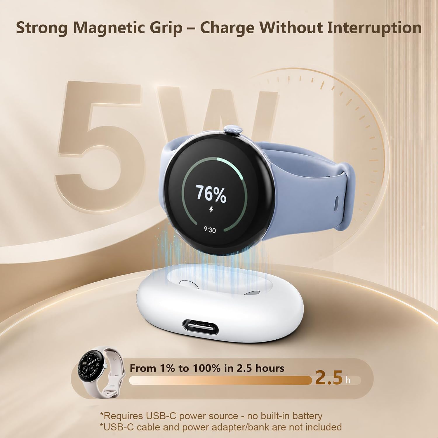 USB-C Charger Adapter Compatible with Google Pixel Watch 4/5(41mm & 45mm) image 5