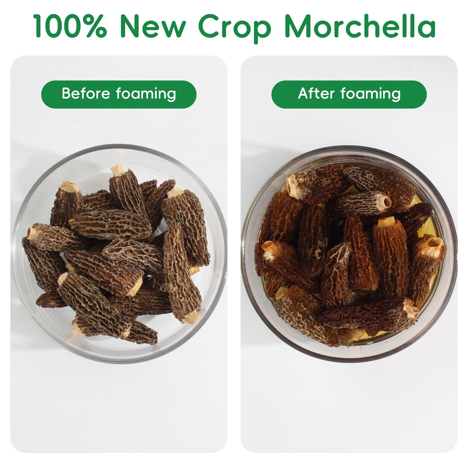 Greenfocus Dried Morel Mushrooms for Cooking, Fresh- Intense Flavor, Nutrient-dense, Intact Shapes, Umami Rich, All-Natural , Thick & Meaty ,Short Stems with Rich Aroma Premium Dry Morels 3oz