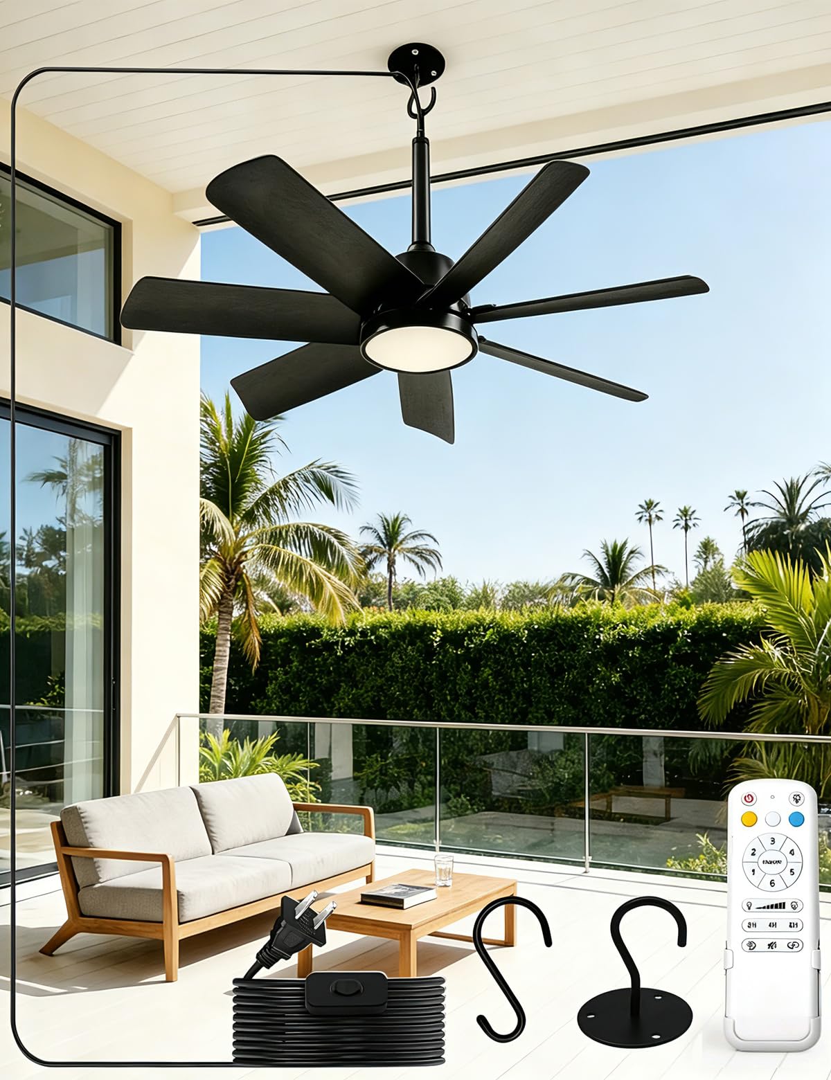 NWOP 28 Inch Outdoor Ceiling Fan with Lights