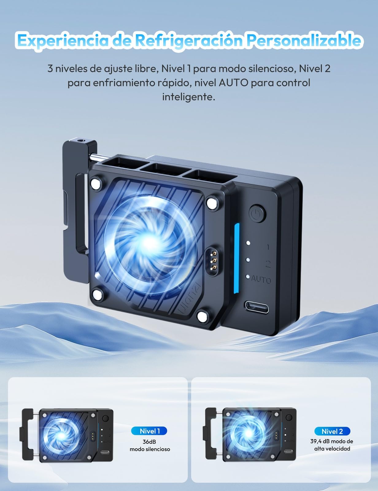ULANZI CU01 Ventilador de Refrigeración para Cámara con Batería de 3300 mAh y Carga de Type-C, Sistema de Refrigeración para Cámara Sony/Canon/Fujifilm/Nikon