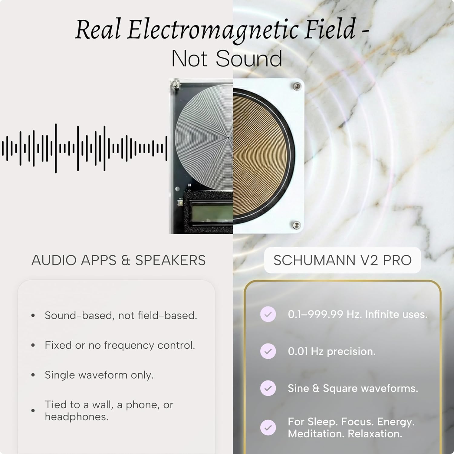 The Schumann Frequency Generator for Healing V2 Pro, 0.1-999.99 Hz Adjustable Schumann Resonance Generator Device for Sleep, Wellness & Meditation, USB-C Rechargeable, Portable Natural Therapy Machine