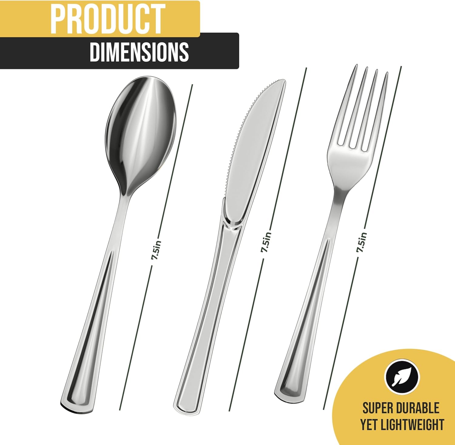 Exquisite Silver Plastic Silverware Heavy Duty 160 Pcs- 80 Silver Plastic Forks Heavy Duty, 40 Spoons & 40 Knives - Disposable Silverware Set, Flatware Sets Disposable Utensils For Catering & Parties - Image 6