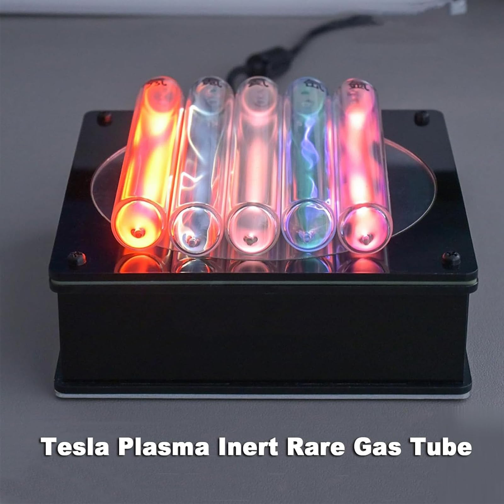 Lámpara con 5 Tubos De Plasma, Dispositivo Luminoso De Vidrio con Tubos De Plasma, Luz De Neón con Gases Raros, para Decoración De Fiestas, Señal De Advertencia para Actividades Al Aire Libre