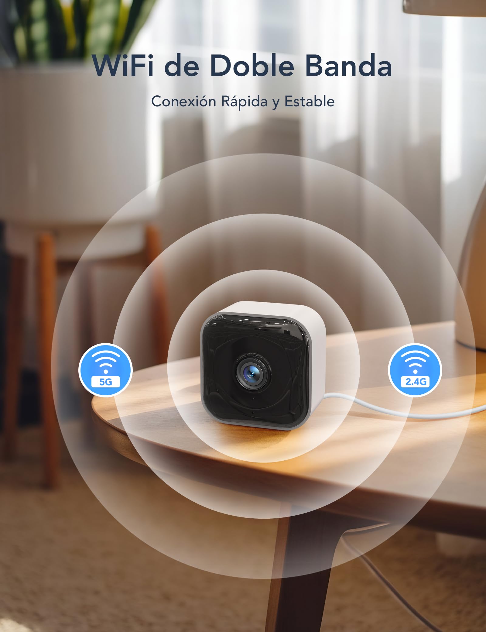 GNCC 2K Camara Vigilancia WiFi Interior 2.4G/5G con Visión Nocturna(4-Pack) | Monitor para Bebés y Mascotas, Detección de IA, Audio Bidireccional, Modo Privado, SD/Cloud, Alarma, Compatible con Alexa