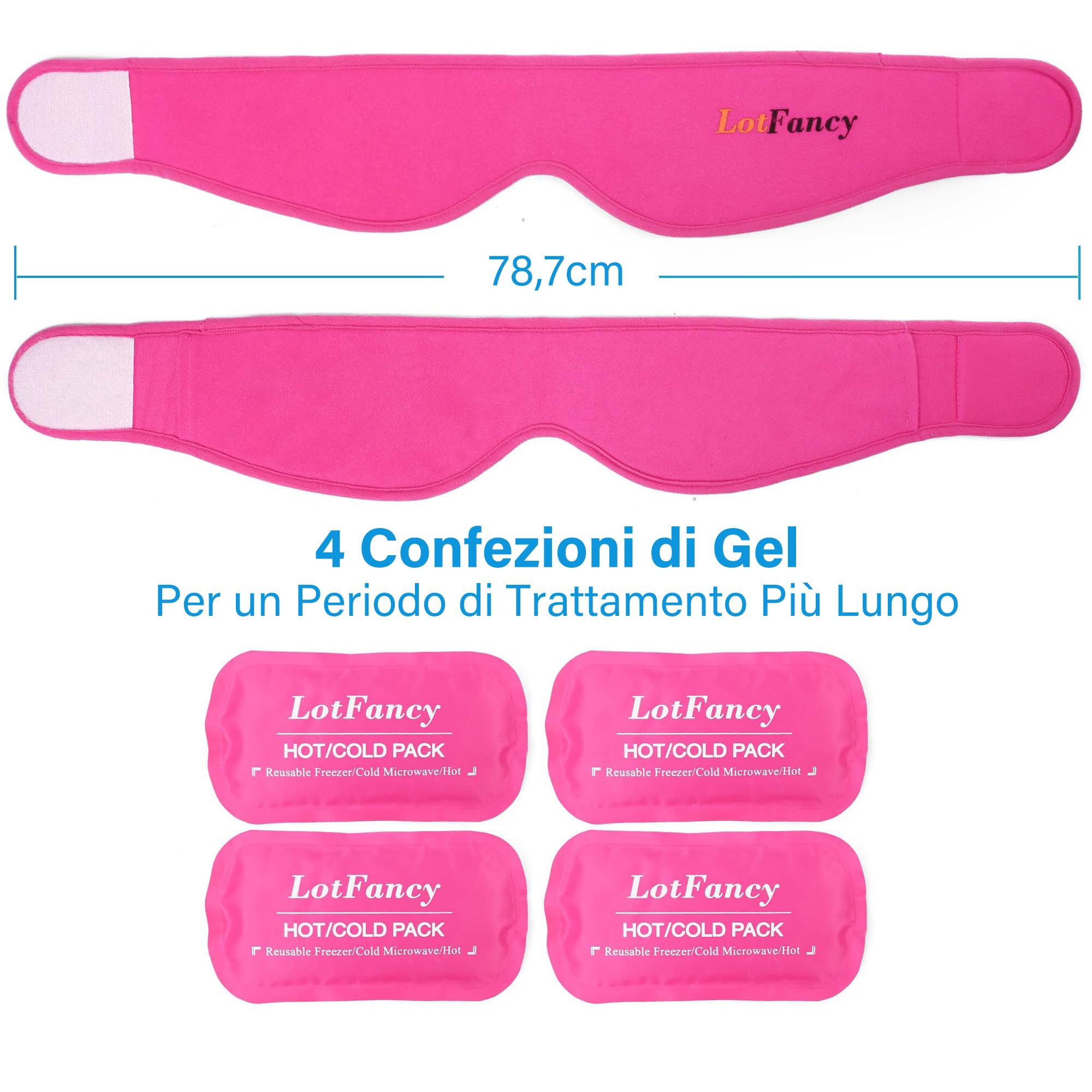 LotFancy Compresse Rinfrescanti per Denti del Giudizio, 4 Compresse Rinfrescanti per Raffreddamento per Mal di Denti, Mascella e Testa, Impacco di Ghiaccio Caldo e Freddo per Dolore Mandibolare (Rosa)