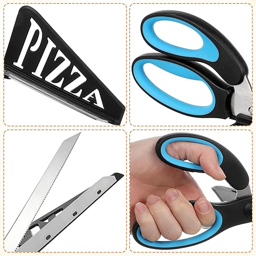 Miniatura 3 de Luxshiny Cortador de pizza para pizza con cuchilla de acero inoxidable desmontable, pala y mango, servidor de rebanadora de pizza con espátula,