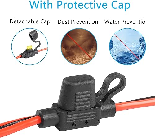 Miniatura 3 de CERRXIAN Cable de extensión de enchufe de encendedor de cigarrillos de rosca fija de 12 V24 V, 20 A 13 AWG impermeable, cable de repuesto para