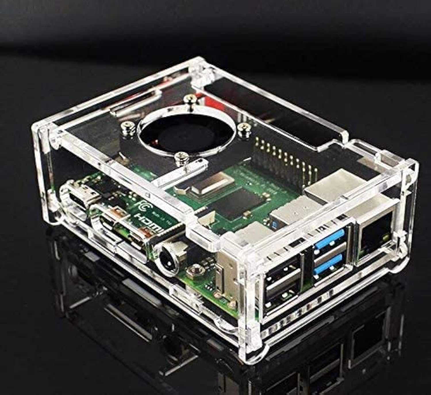 Rpi shop Raspberry pi 4 case Model B Acrylic case with Fan + heatsink ...